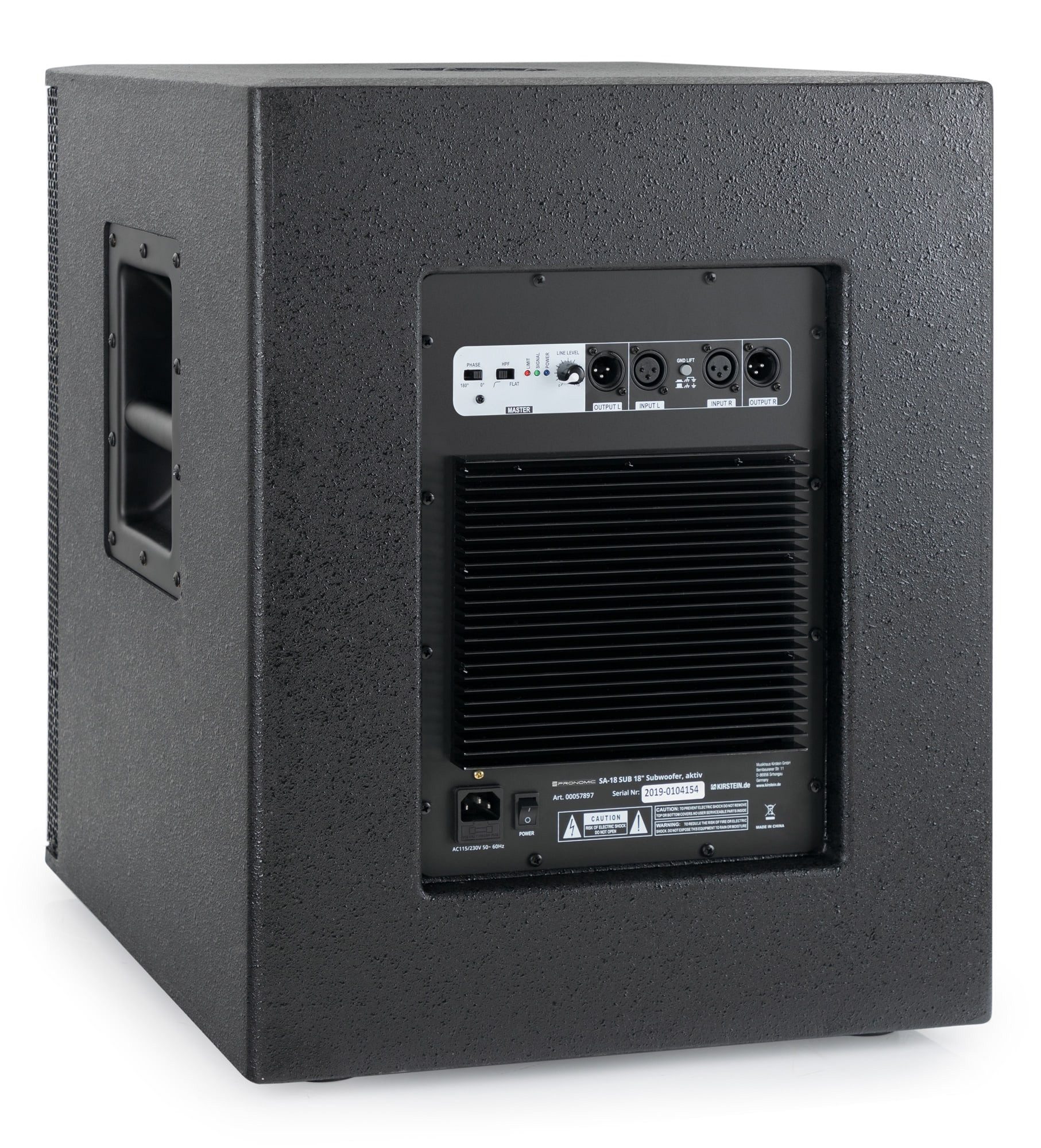 Pronomic SA-18 SUB Aktiv Subwoofer - 1x 18" Speaker mit Bassreflex-Öffnungen Subwoofer (kein Netzwerkstandard, 350 W, max. SPL: 128 dB - 35mm-Flansch) – Bild 3 von 5