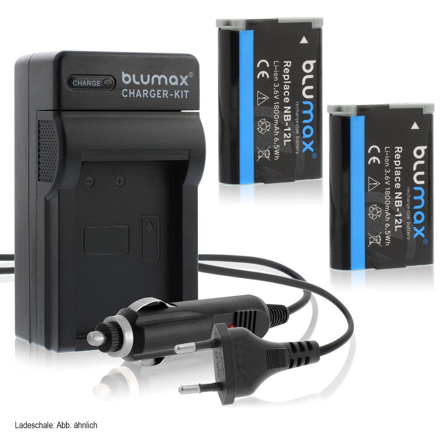 Blumax Set mit Lader für Canon NB-12L LEGRIA min 1800 mAh Kamera-Akku