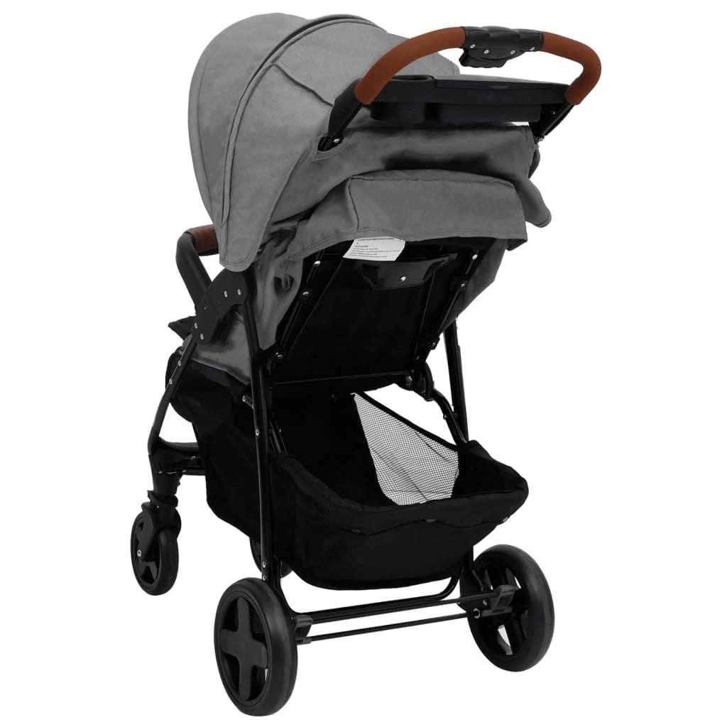 vidaXL Kinder-Buggy aus Stahl, Leinen in Hellgrau, (L/B/H: 82x49x99 cm)