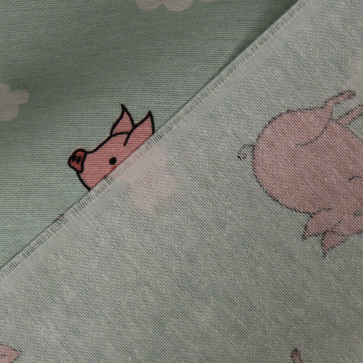 SCHÖNER LEBEN. Tischdecke Tischdecke Schweinchen Wolken handmade Flying wei, SCHÖNER mint LEBEN. rosa Pigs
