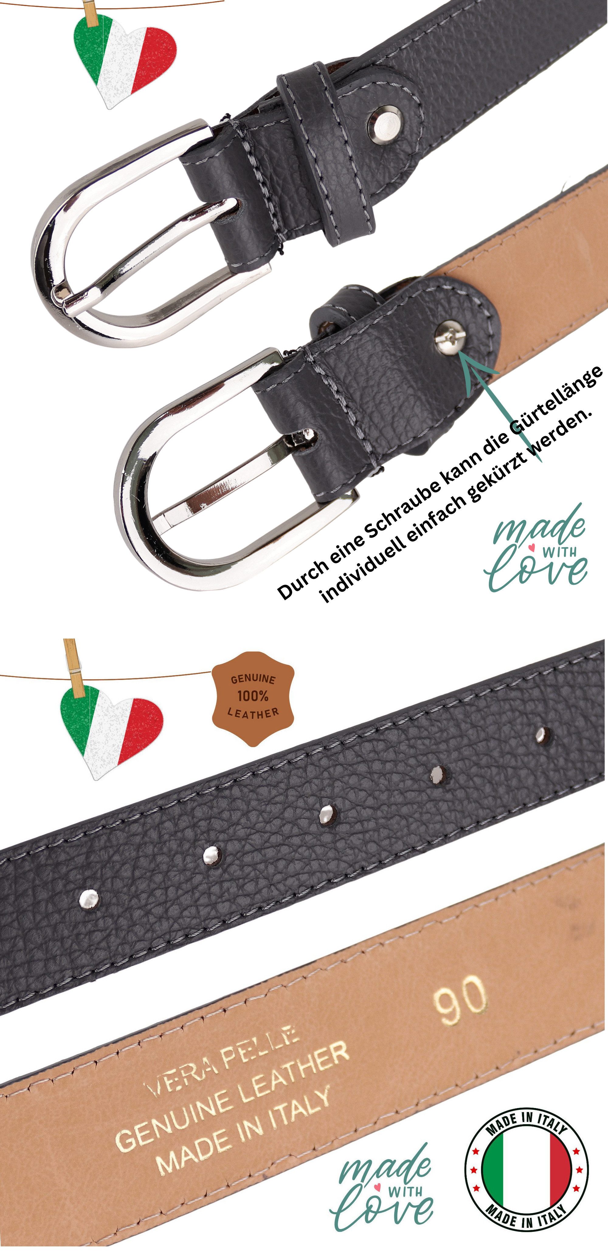 MIRROSI Ledergürtel Damen Herren Gürtel, Made in Italy, 3cm breit (Passt fast zu jeder Hosenschlaufe, aus Echtem Leder) – Bild 3 von 4