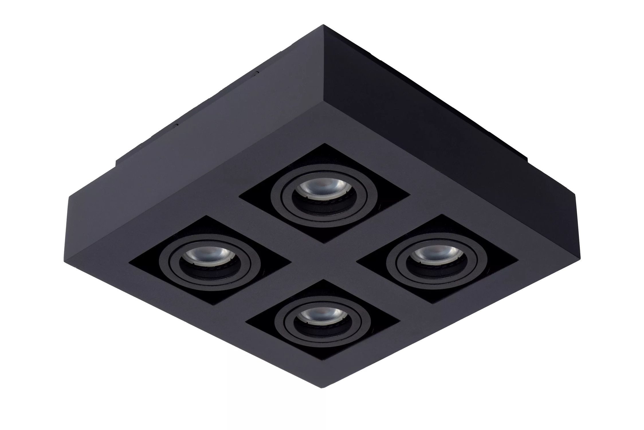 Licht-Erlebnisse Deckenstrahler PLYVO, Aluminium verstellbar B: 25 cm Schwarz GU10 4-flammig eckig 320 lm