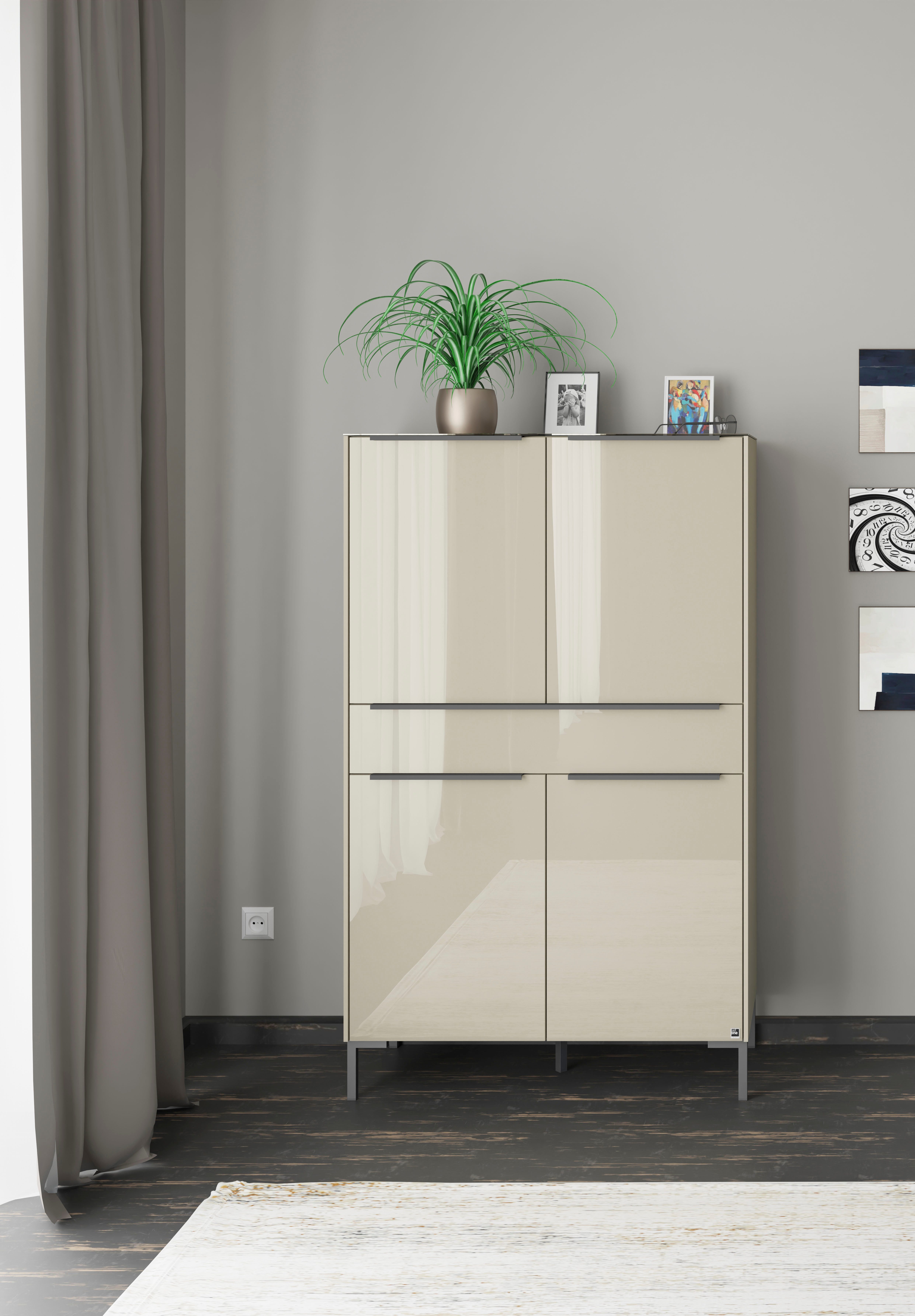 set one by Musterring Highboard Reno (1 St), Mit Winkelfuß in diversen Farben, 154 cm Höhe & Farbauswahl