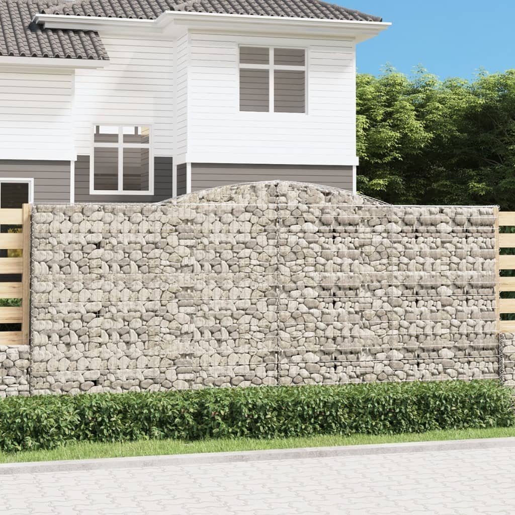 vidaXL Blumentopf Gabione mit Hochbogen 400x30x180/200 cm Verzinktes Eisen (1 St)