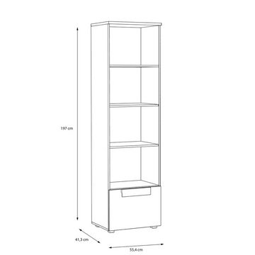 Stylefy Bücherregal Ariana, Highboard, Schrank, mit 1 Tür, 4 offene Fächer, aus Holzwerkstoff, stehend