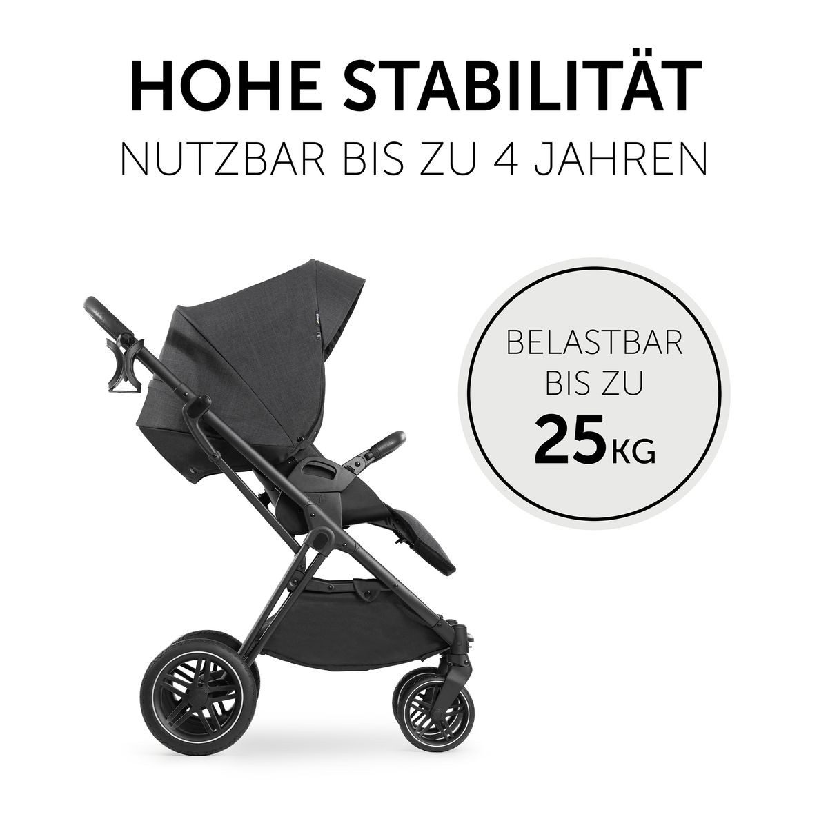 Hauck Kombi-Kinderwagen Vision X Trio Set Black - Melange Black, 3in1 Kinderwagen Set mit Babywanne, Babyschale, Sportsitz, Regenschutz