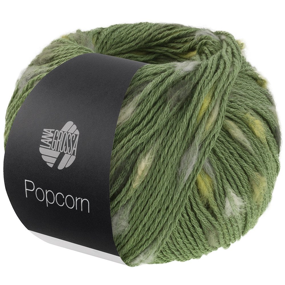 LANA GROSSA POPCORN Häkelwolle, 125 m (Effektnetzgarn gefüllt mit bunten, flauschigen Farbspots aus 100% Baumwolle), 50 g