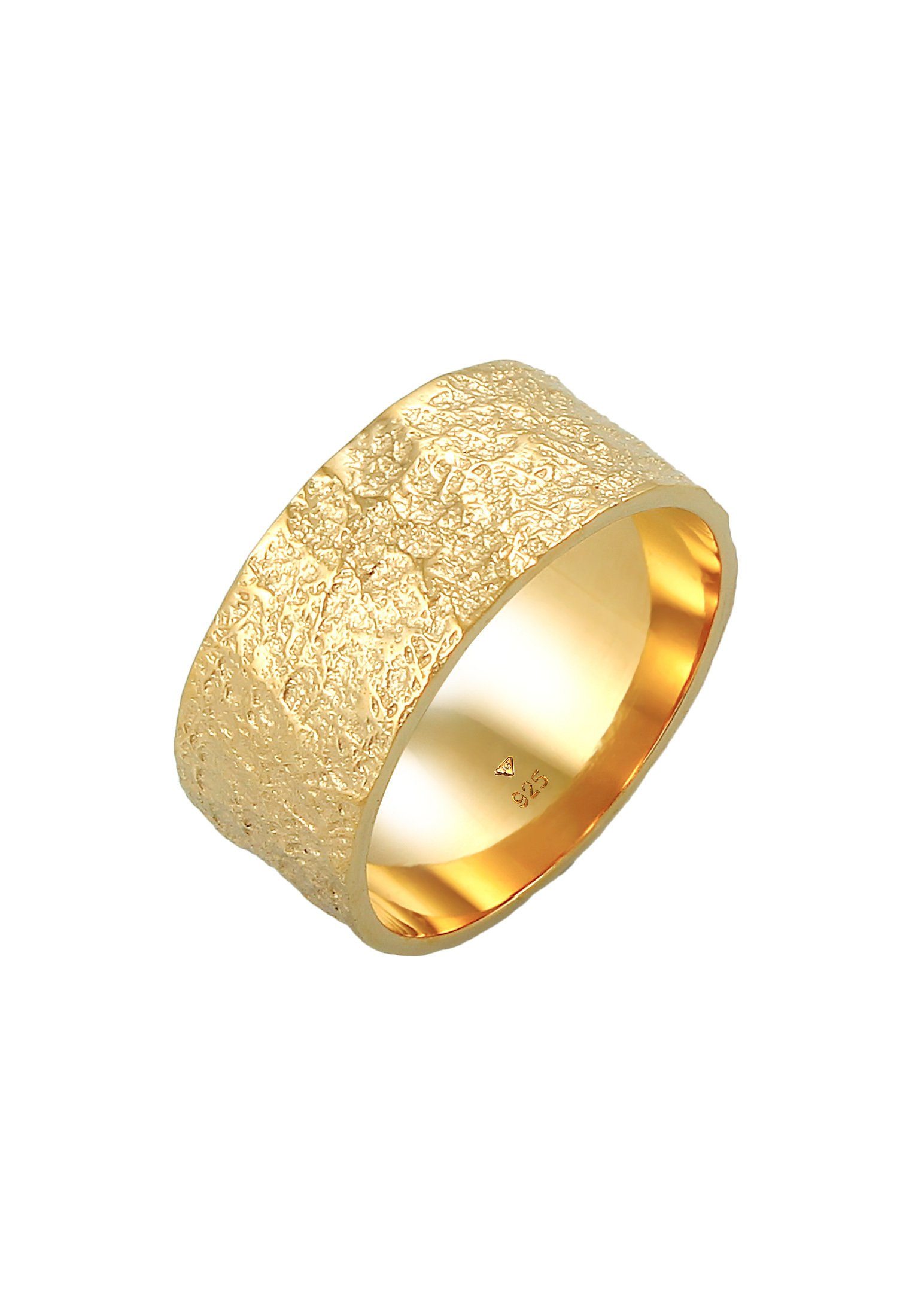 Kuzzoi Silberring Herren Bandring Silber Gold 925 Organic Struktur