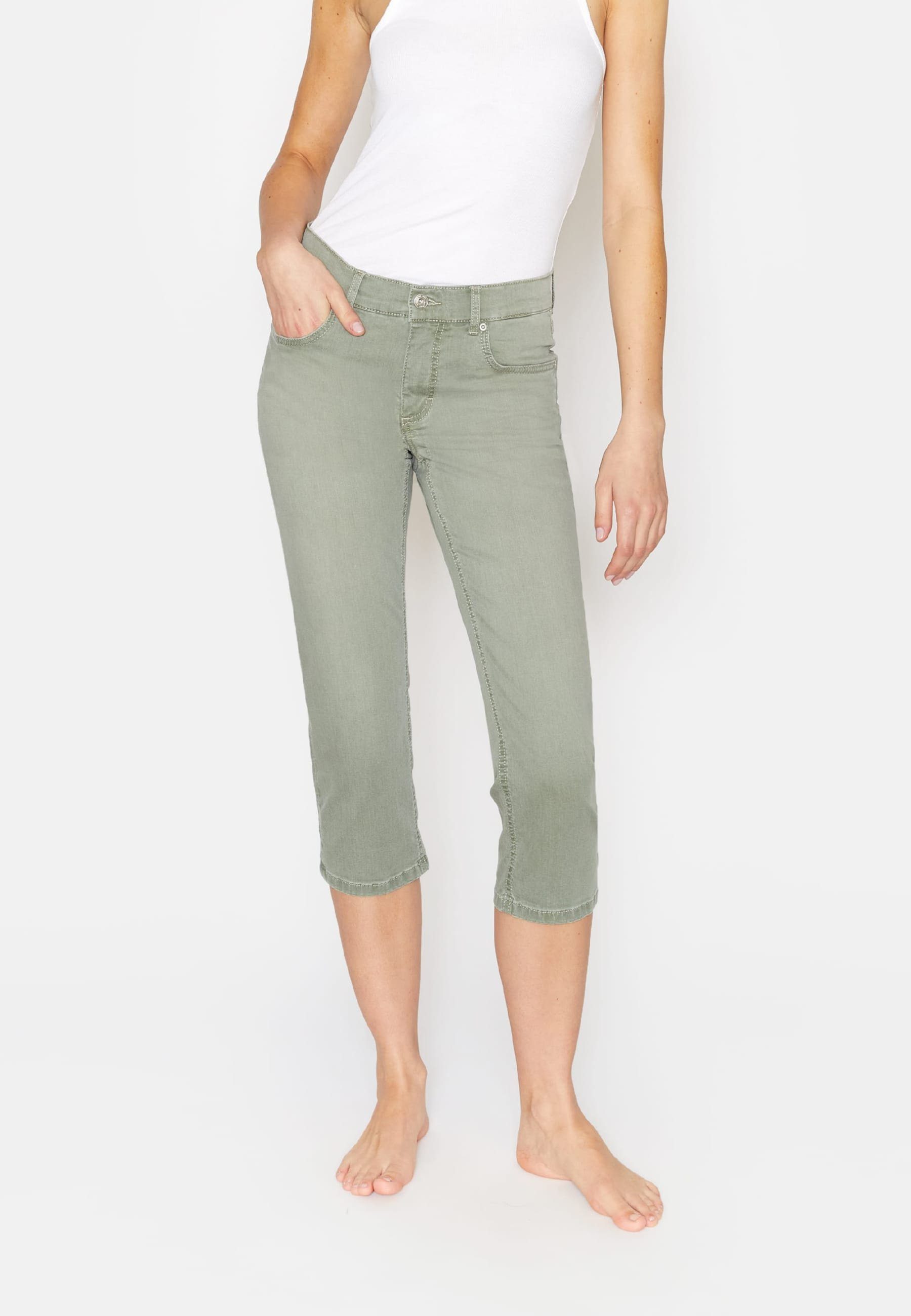 ANGELS Straight-Jeans Jeans Cici TU mit Beinumschlag mit Label-Applikationen grün | Slim-Fit Jeans