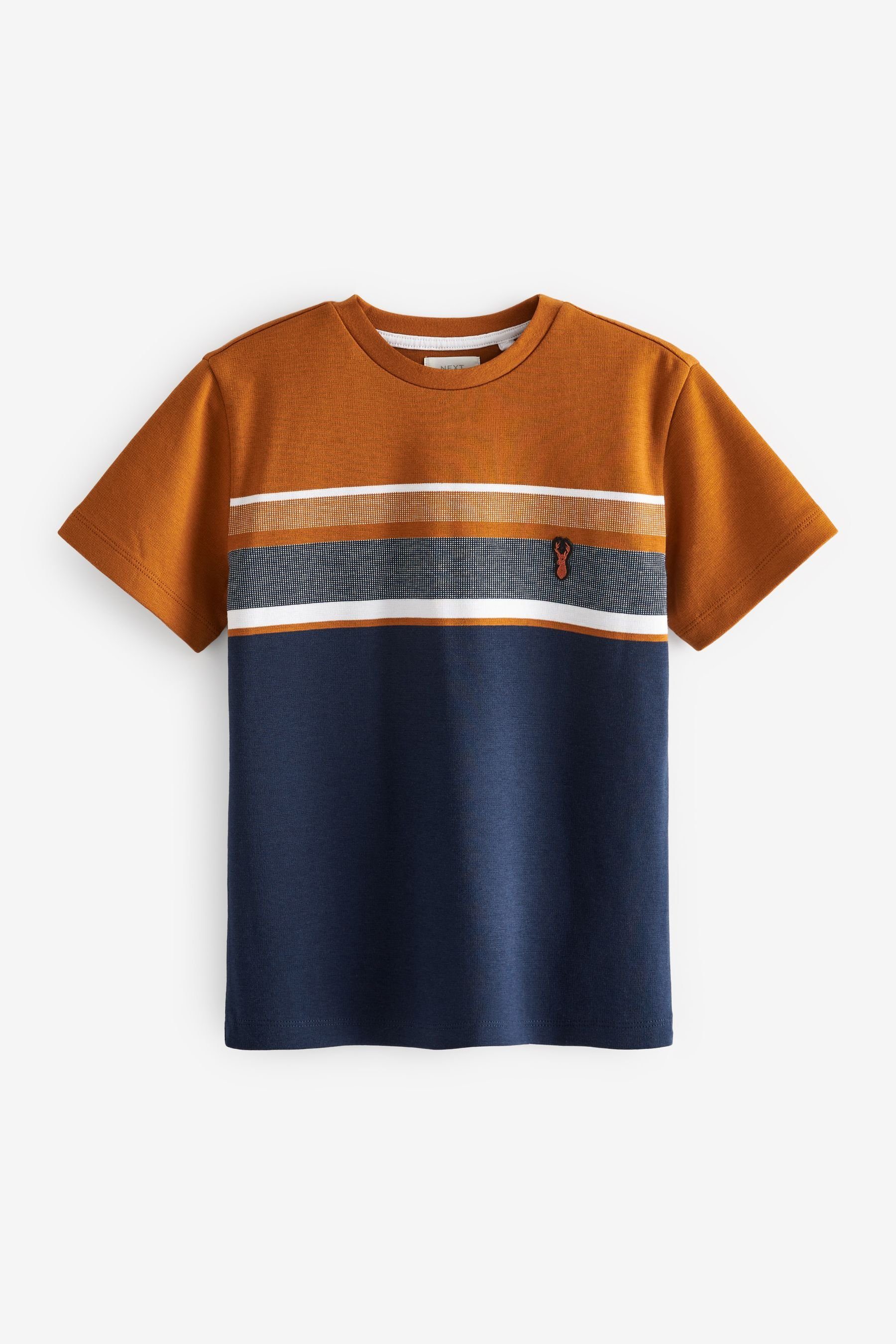 in Next (1-tlg) Blue T-Shirt Tan T-Shirt Blockfarben Brown/Navy