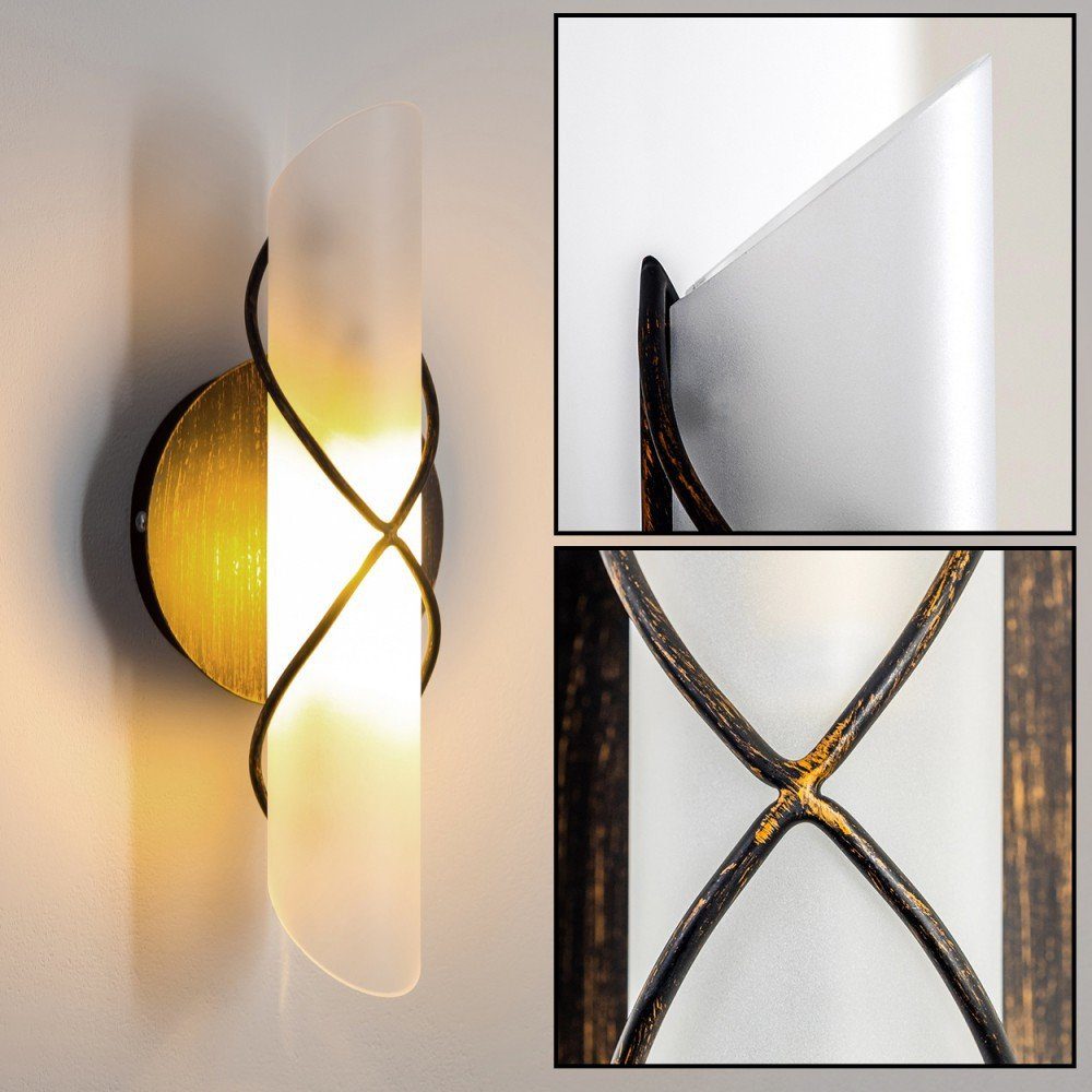 mit Ausschalter Wandleuchte Lichteffekt & Leuchtmittel, »Curdomo« hofstein Metall/Glas An-/ u. Wandlampe Down-Effekt, ohne 1xE14, in Up aus Gold/Braun/Weiß, Innen