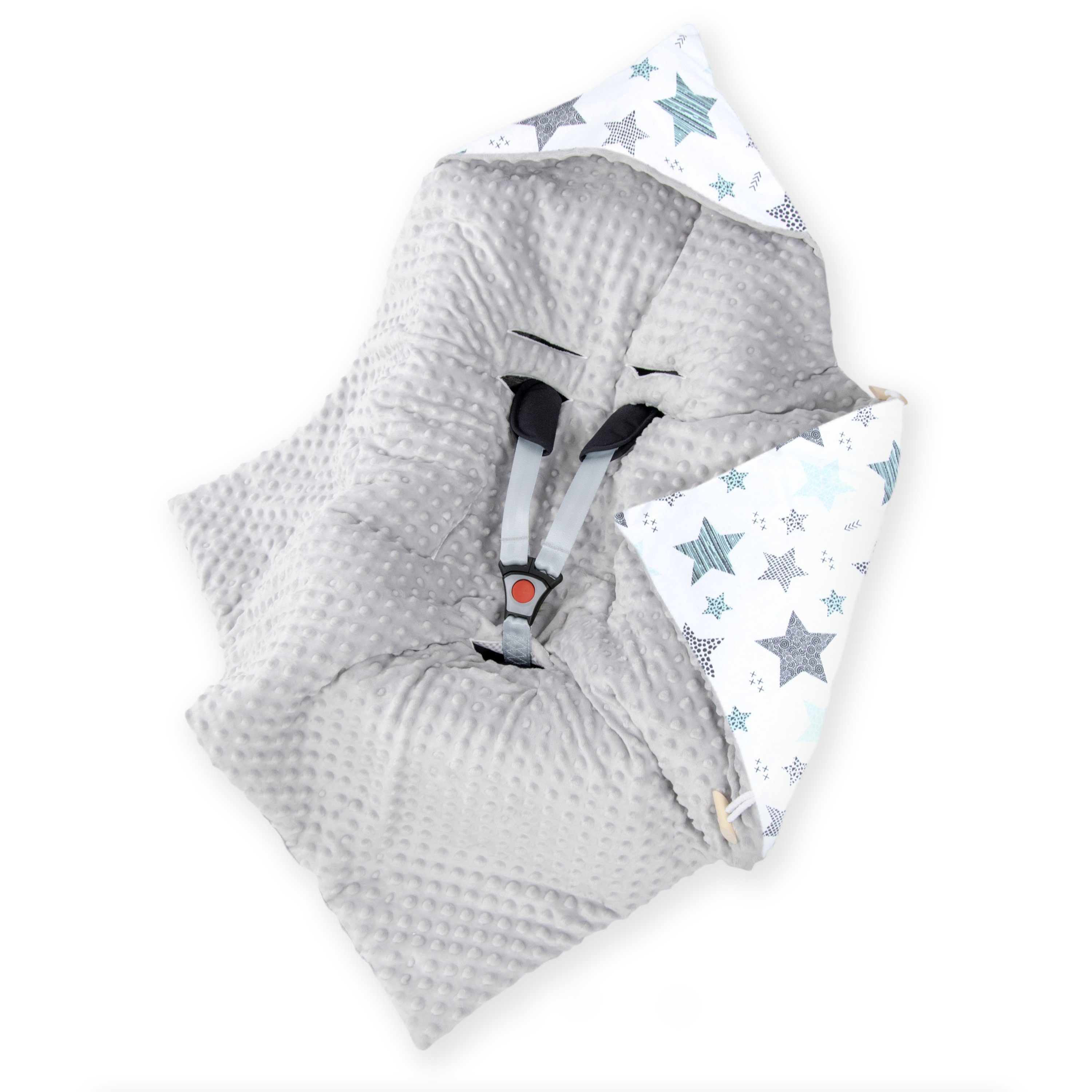 Sternschnuppe Türkis Minky Grau