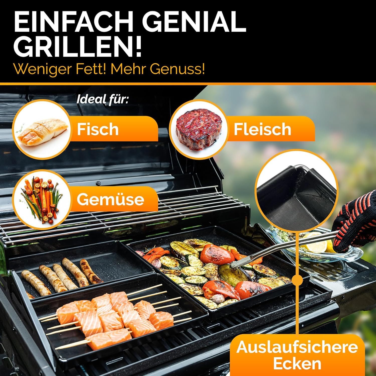 Durandal Grillschale Grillschale für den Grill und Backofen für Gasgrill & Holzkohlegrills