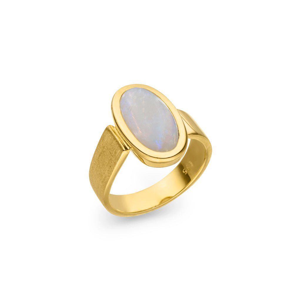 SKIELKA DESIGNSCHMUCK Goldring Opal Ring 2,27 ct. (Gelbgold 585), hochwertige Goldschmiedearbeit aus Deutschland