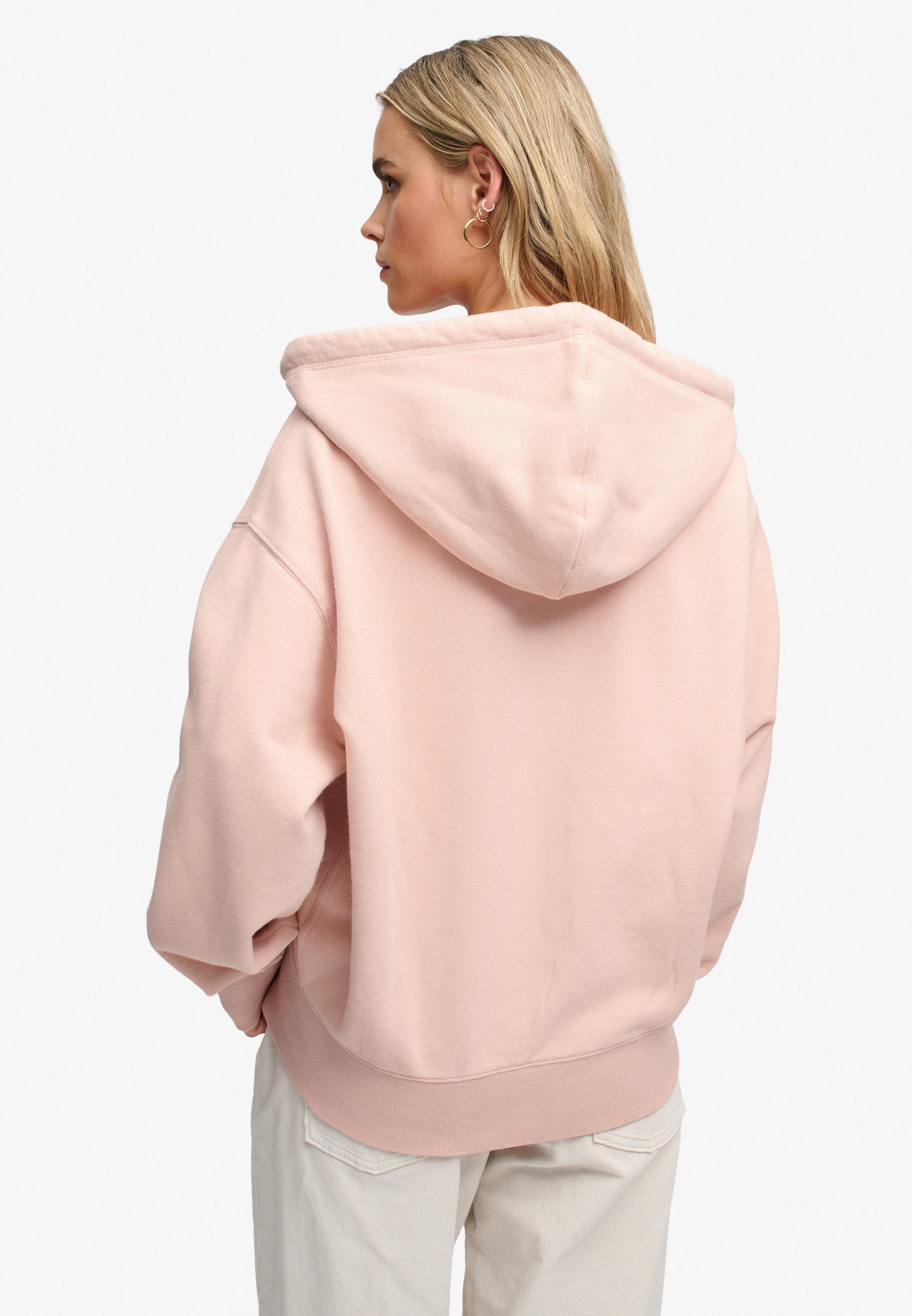 Superdry Kapuzensweatjacke LUXE CASUAL ZIPHOOD Baumwollmischung, relaxed fit