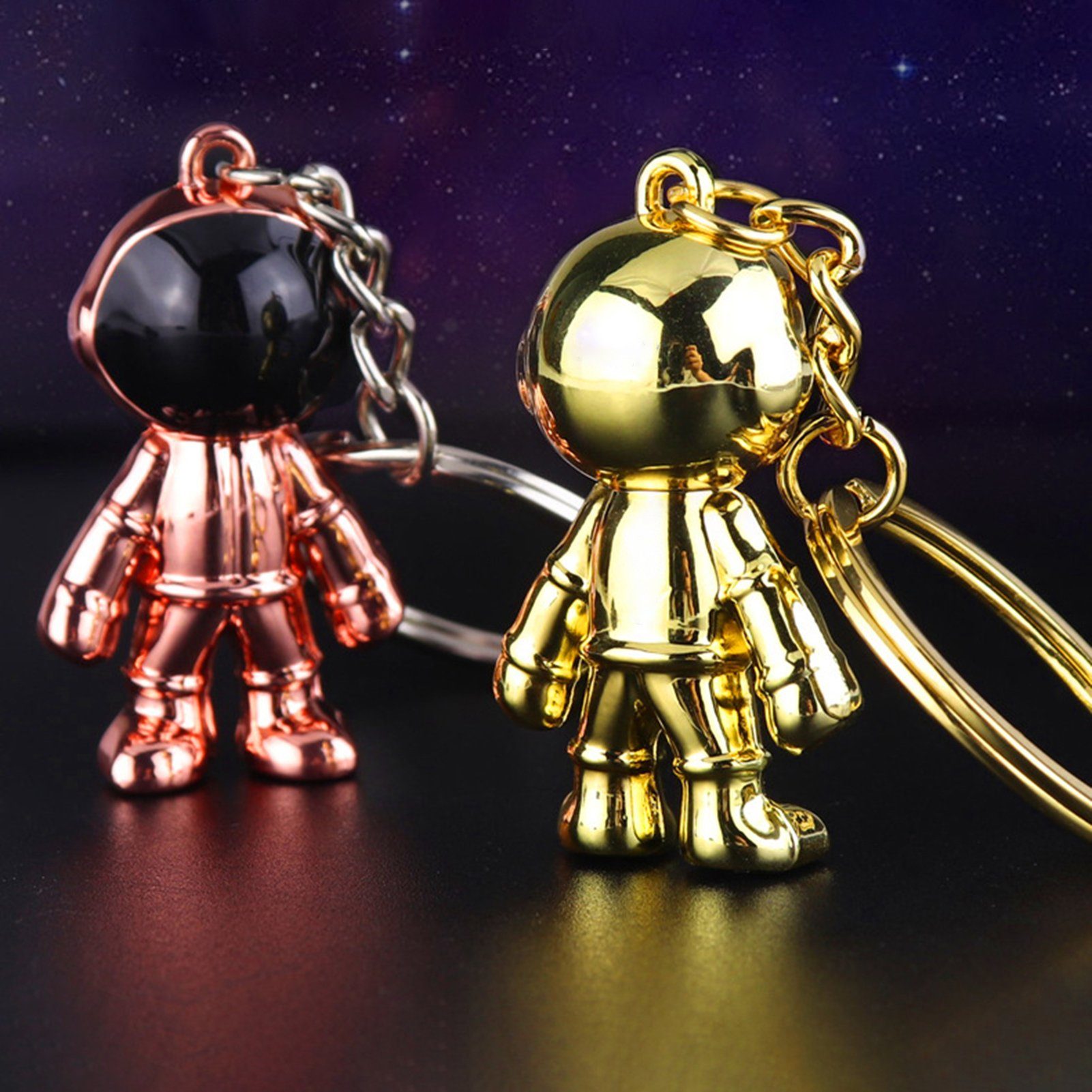 Gold Cartoon Auto-Schlüsselanhängern Modellornamenten, Astronautenpuppe Ornamente Rucksackanhängern) Taschenanhängern, Schlüsselanhänger Schlüsselanhänger Paare, von (Galvanisieren Rutaqian für Astronaut 3D