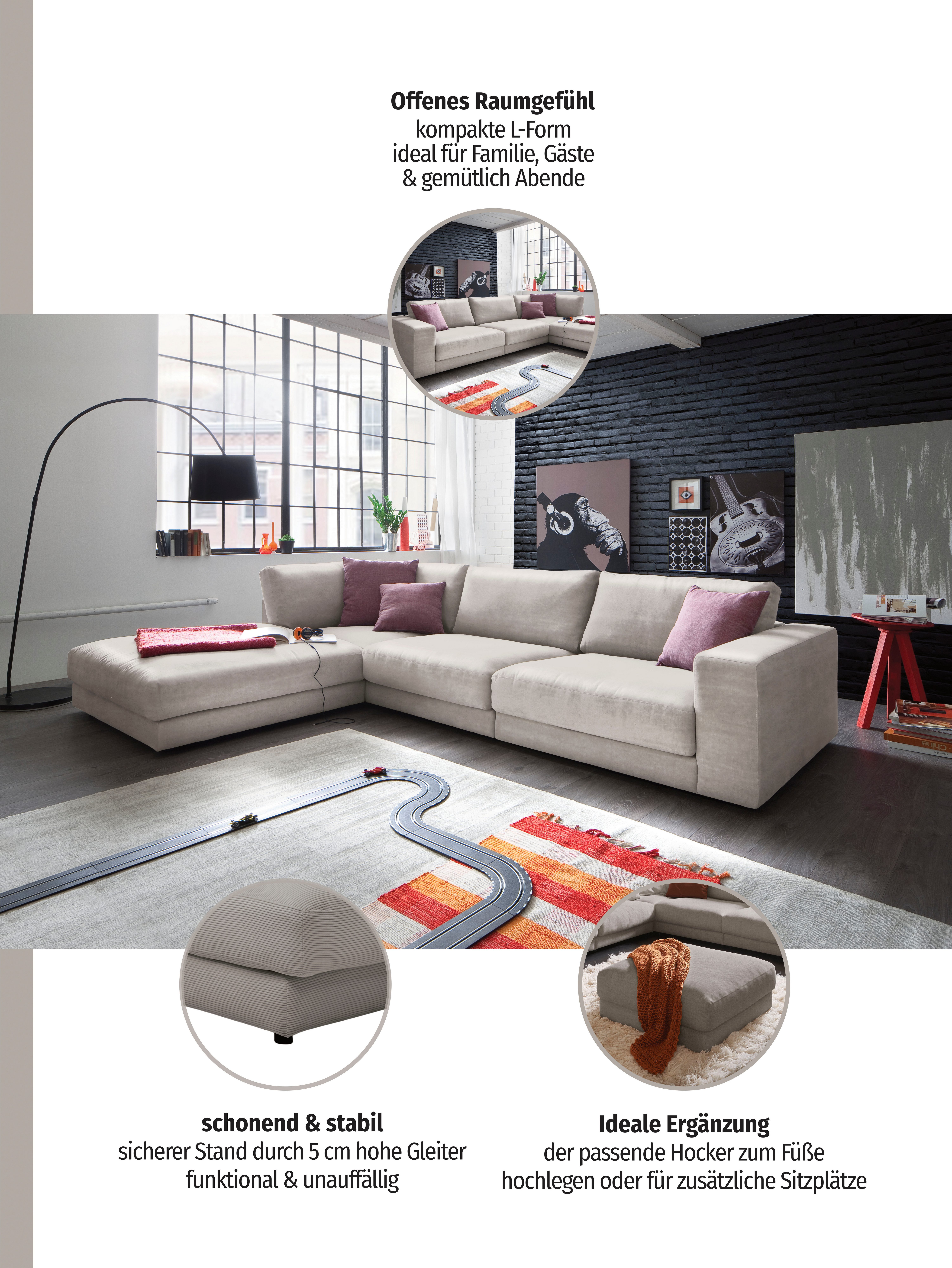 3C Candy Ecksofa Enisa II L-Form, bestehend aus Modulen, daher auch individuell aufstellbarbar