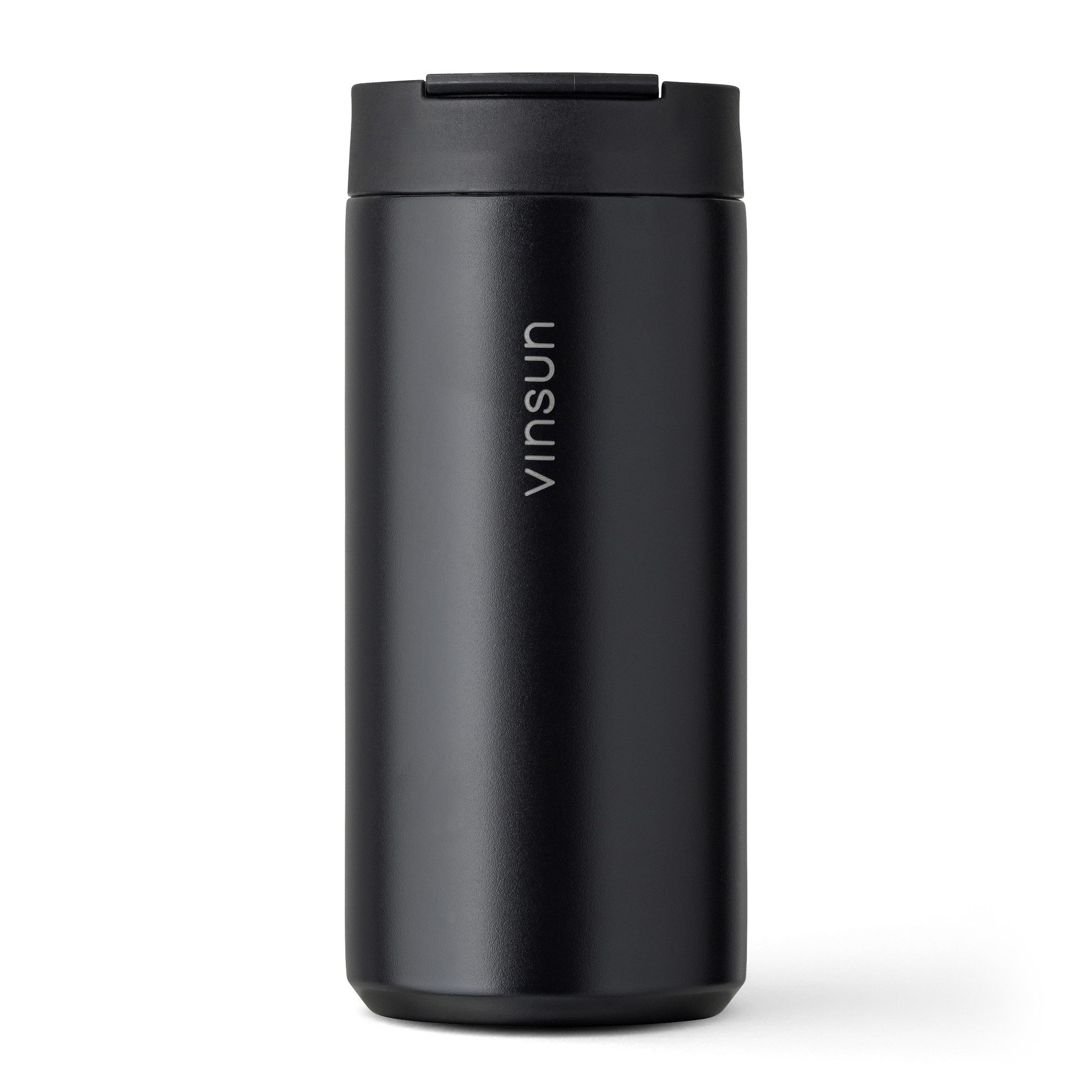 Vinsun Thermobecher Edelstahl Isolierbecher 350ml - Kaffeebecher doppelwandig isoliert, 2-tlg., Edelstahl, BPA frei, auslaufsicher, bruchfest, Kalt- und Heißgetränke