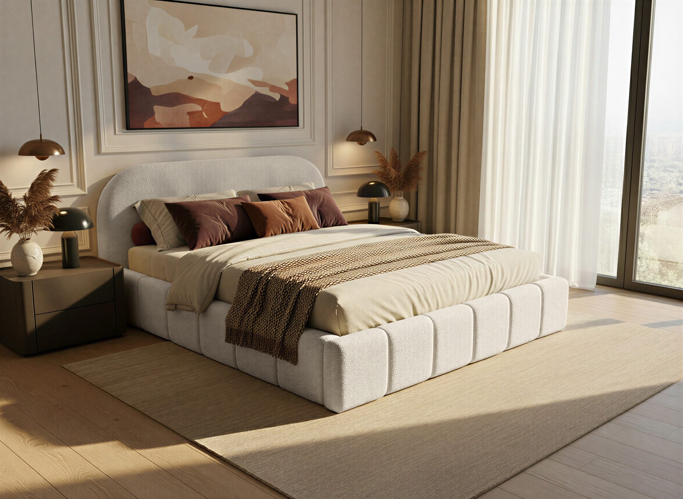 yourhouse24 Polsterbett ORLANDO SLIM Boucle mit Bettkasten, Wolkenbett mit Stauraum