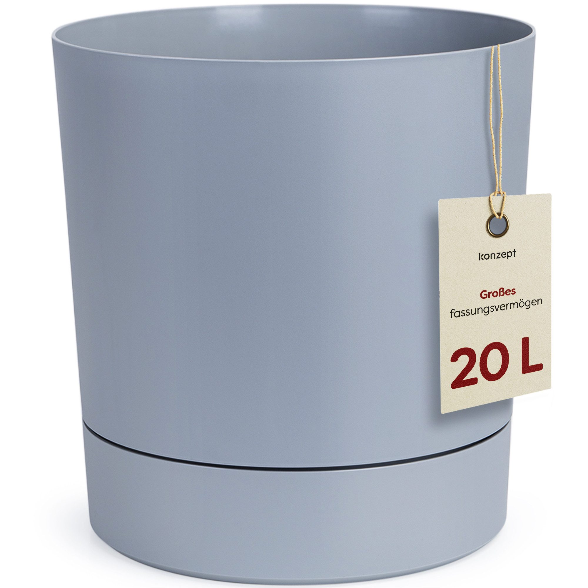KONZEPT Blumentopf mit Untersetzer, großer Übertopf aus Kunststoff für Zimmerpflanzen (32,5 cm (20 Liter), modern und wetterfest, für Innen und Außen
