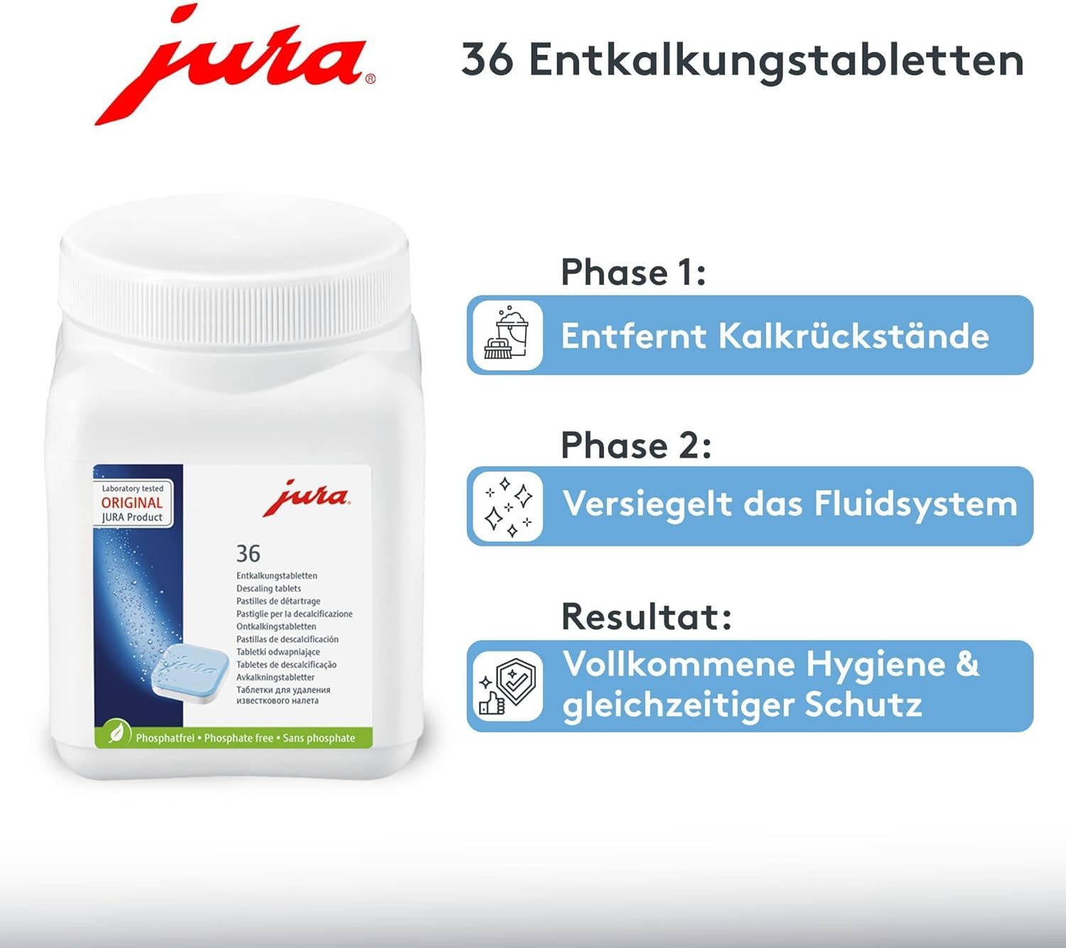 JURA Kombi Pack Kaffeevollautomaten-Reinigungsset (Spar-Set, [1-St. 25 Reinigungstabletten (3-Phasen) + 36 Entkalkungstabletten Spar-Set)