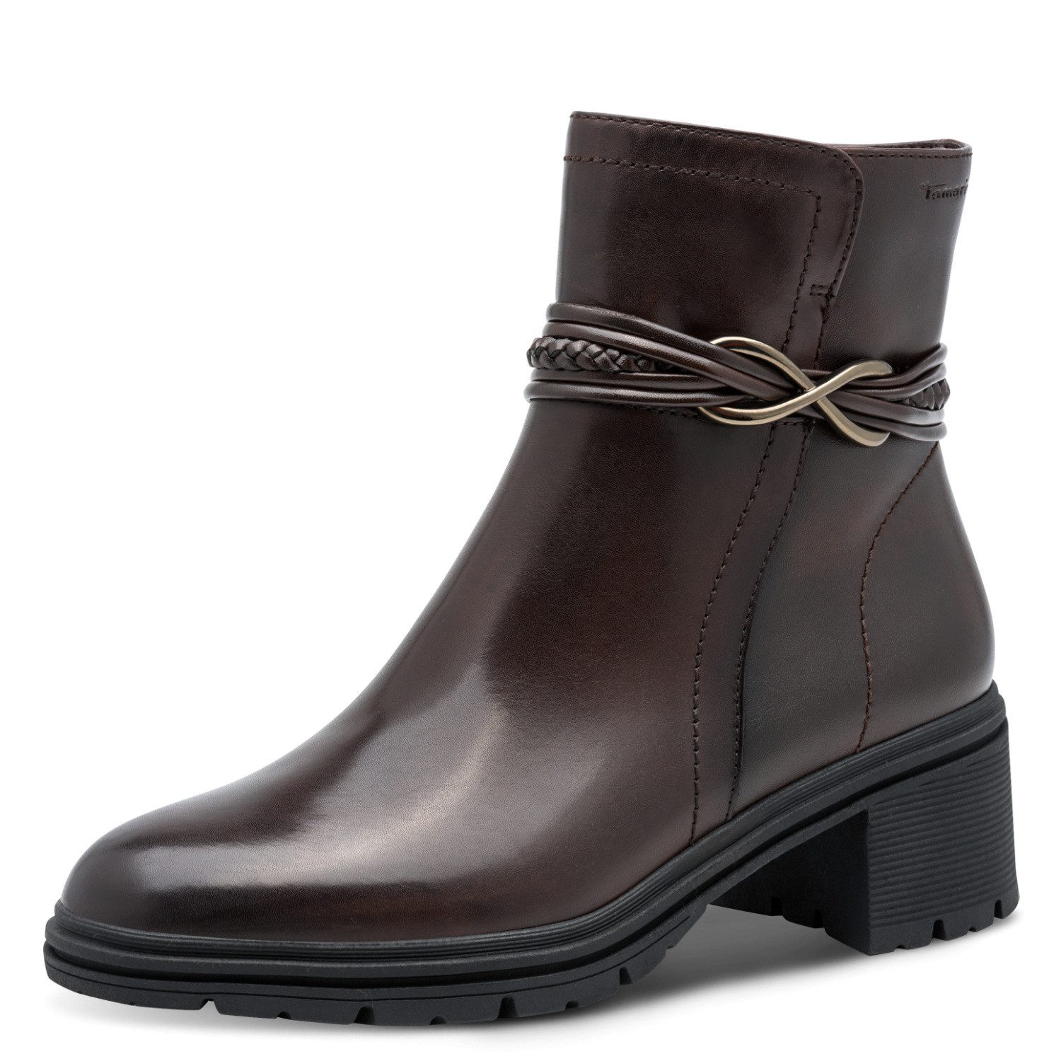 Tamaris Stiefelette Blockabsatz, Boots mit Zierriemen und Schmuckelement