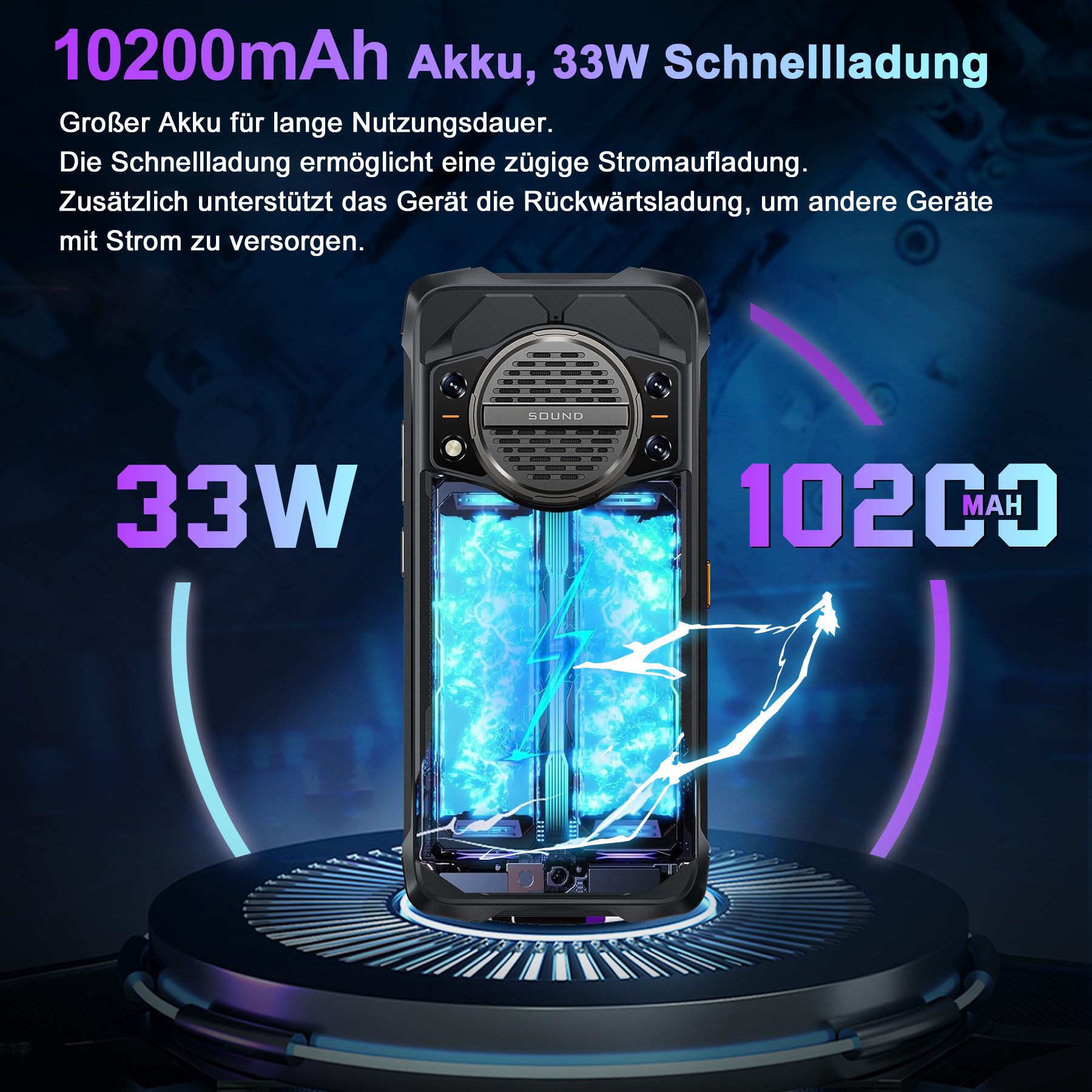 Cubot KingKong Power 3 4G Outdoor Smartphone (17,06 cm/6.72 Zoll, 256 GB Speicherplatz, 100 MP Kamera, 6,72'' FHD+ Display, 10200mAh, IP68/IP69K, Dual SIM 4G, N – Bild 2 von 5