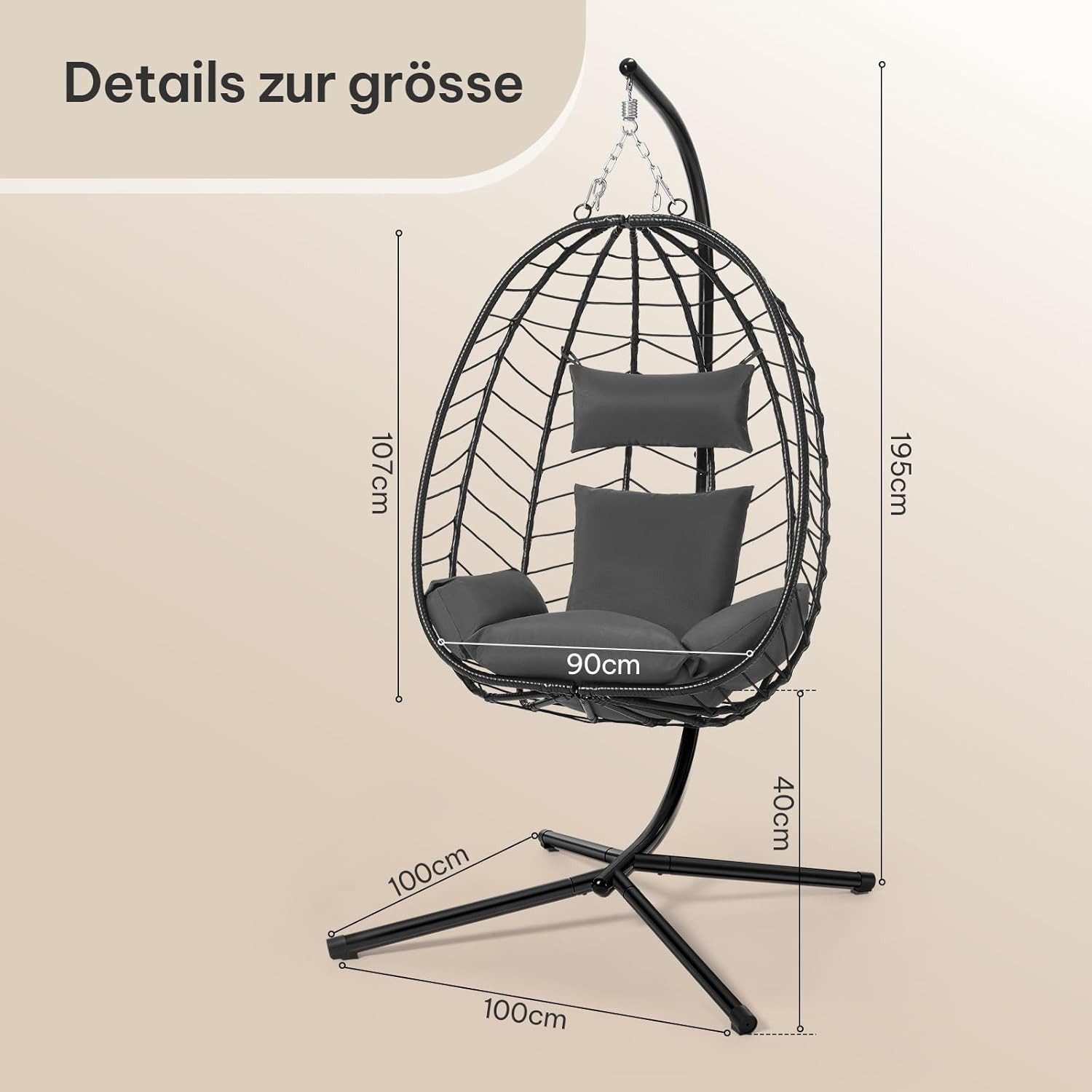 EUGAD Hängesessel (1-St), mit Relaxfunktion