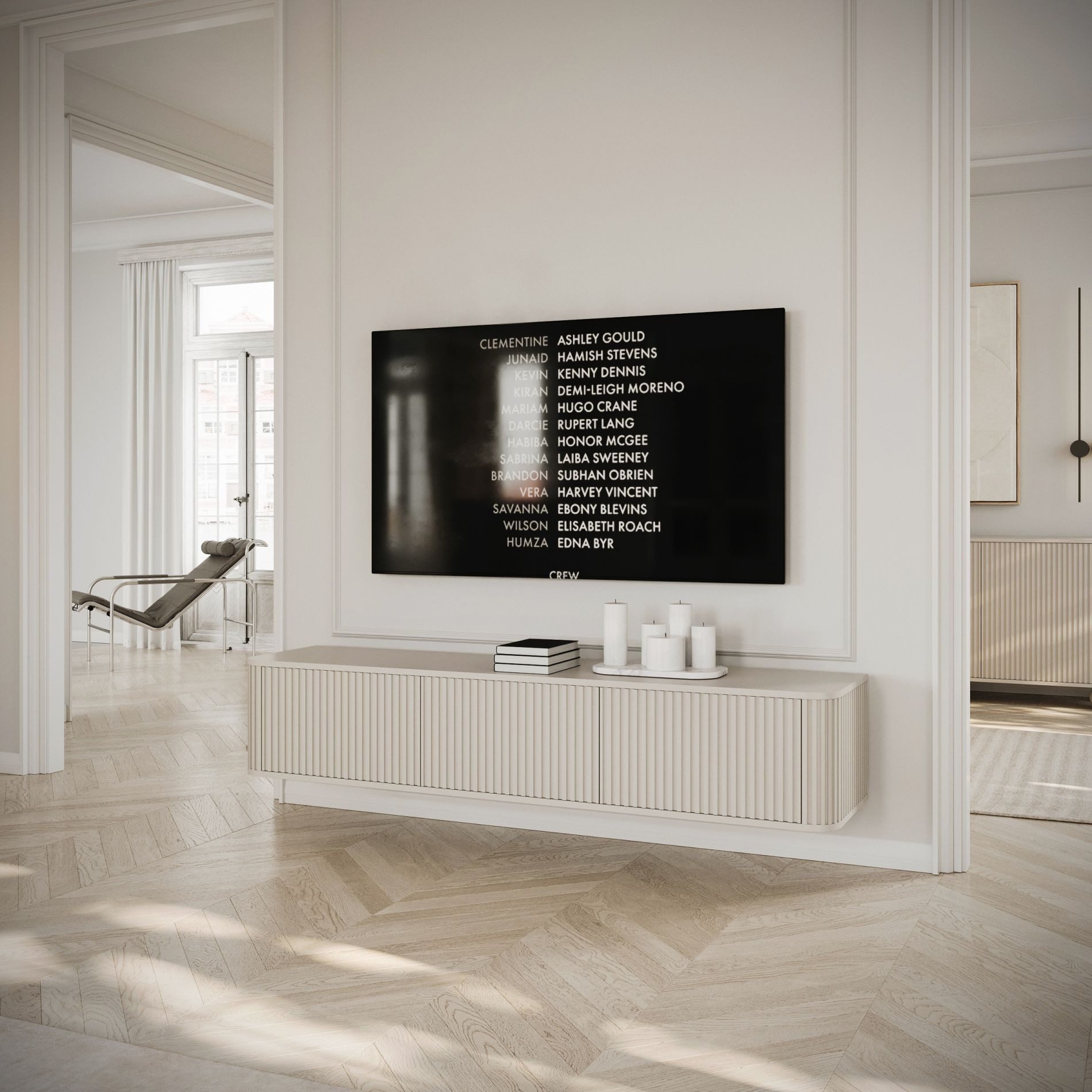 Selsey TV-Schrank OVARLO TV-Hängeboard mit geriffelten Fronten, 163 cm