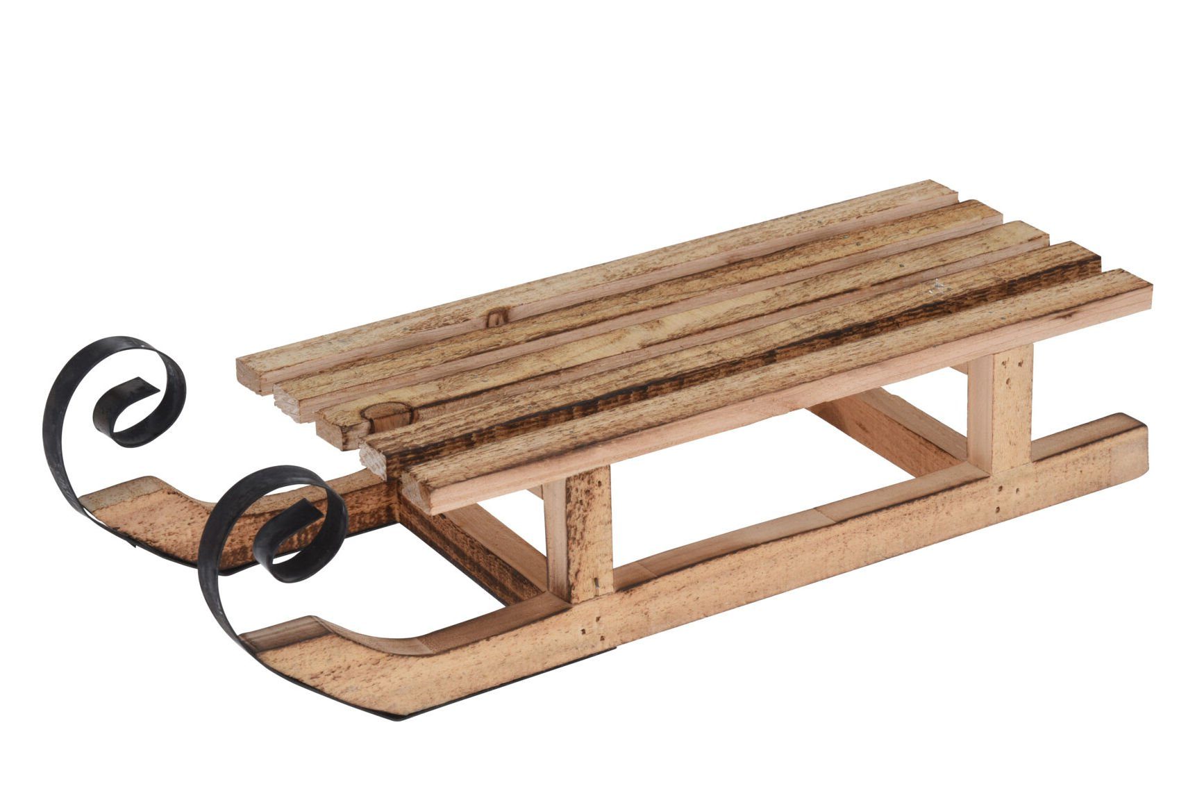Spetebo Dekoobjekt Deko Holz Санки geflammt - 40 cm - mit Metallk (Stück, 1 St., Deko Санки), Weihnachts Tischdeko aus geflammten Kiefernholz