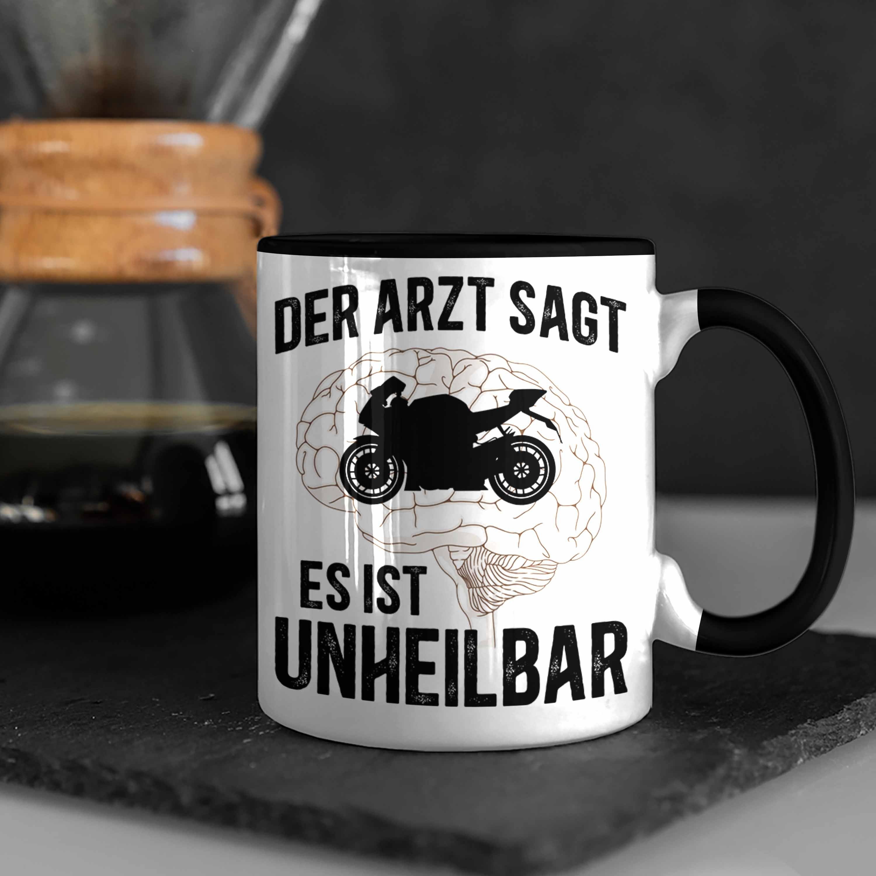 Männer Tasse Herren Geschenk - Motorradfahrer Kaffeetasse für Schwarz mit Biker Tasse Spruch Trendation Motorrad Trendation