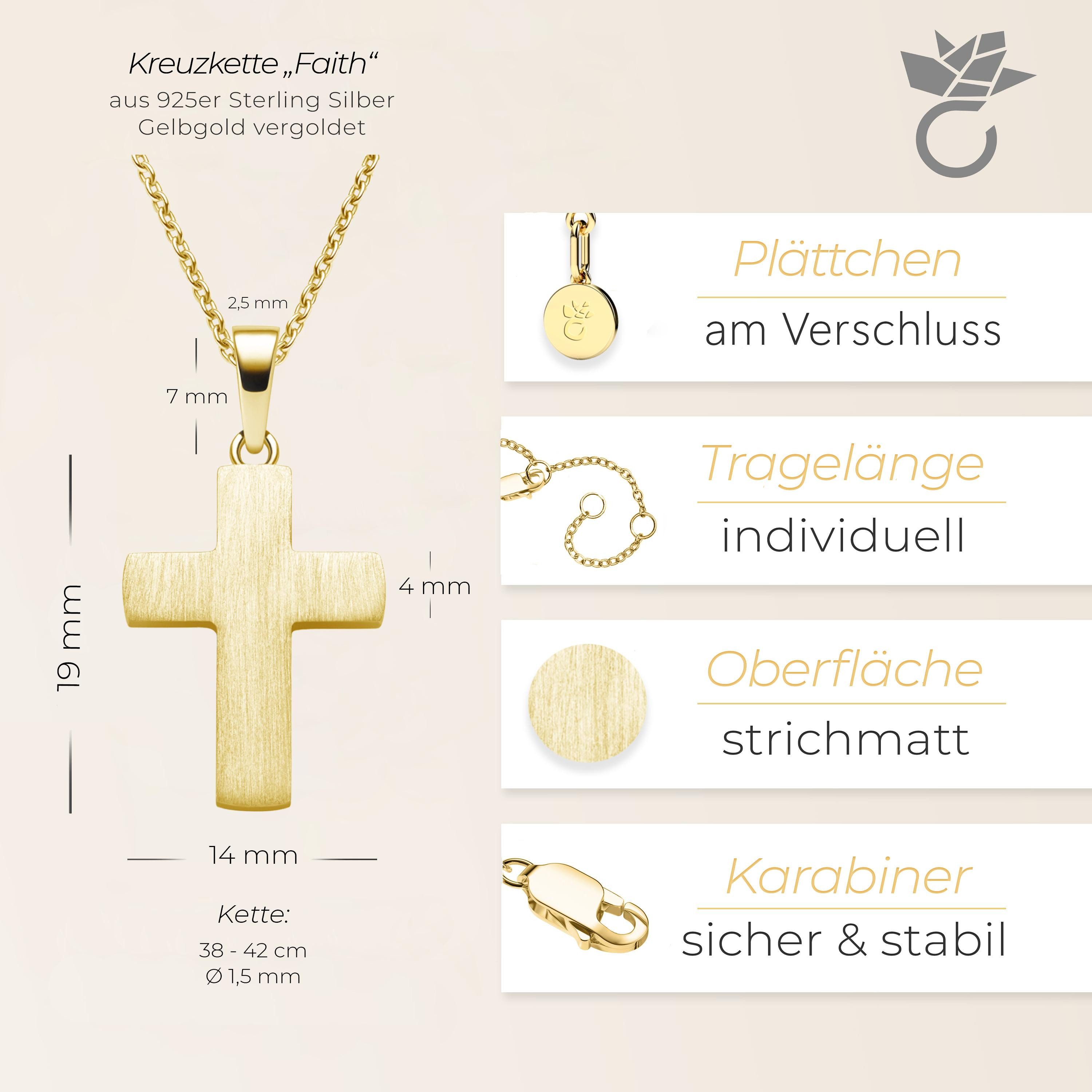Amoonic Kreuzkette Halskette Mädchen Jungen Silber 925 mit Kreuzanhänger Kommunion Taufe (individuell anpassbare Halskettenlänge)