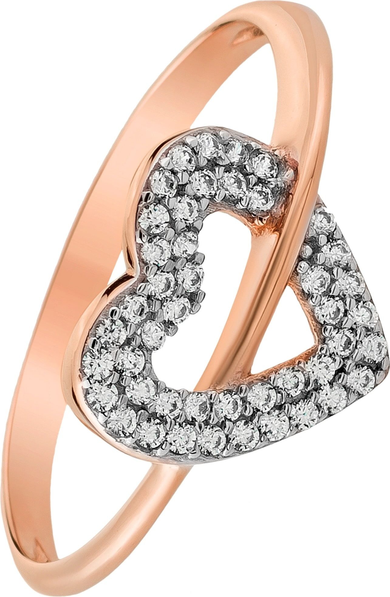 Balia Goldring Balia Damen Ring aus 333 Rosegold Herz (Fingerring), Damen Ring Herz, 56 (17,8), Gold 333, Farbe: weiß, rose