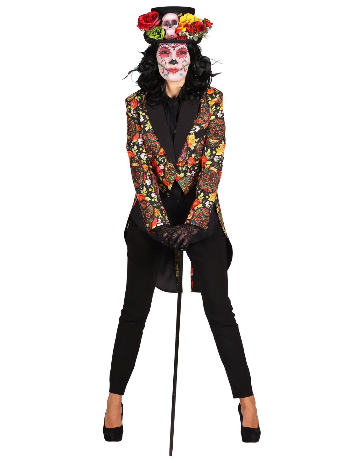 thetru Kostüm »Mexikanischer Totenkopf Damenfrack«, Im Dia de los  Muertos-Stil gemusterte Anzugjacke für Frauen online kaufen | OTTO