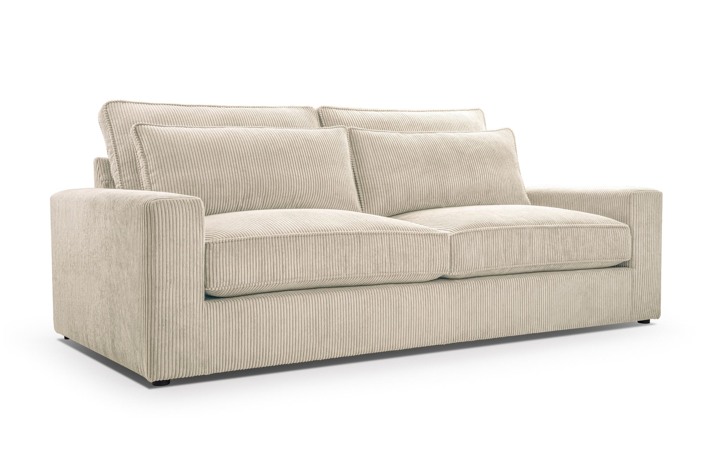 Deine Möbel 24 Sofa Couch KOS, Schlafsofa in Cord, inkl. Kissen; Abmessungen: 221 x 104 cm 1 Teile, Sofa in Farben Creme, Beige, Grau, Schwarz
