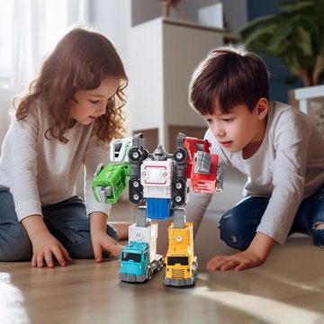 keystar Konstruktionsspielsteine Transformers 5-in-1 Transformationsfahrzeuge für Kinder, (Bausatz für auseinandernehmbare Spielzeugautos, Lernspielzeug Geschenke für Kinder, 23,5cm hoher Roboterbaustein -, 5 St), Einfach zusammenzubauen für Kinder ab 6 Jahren