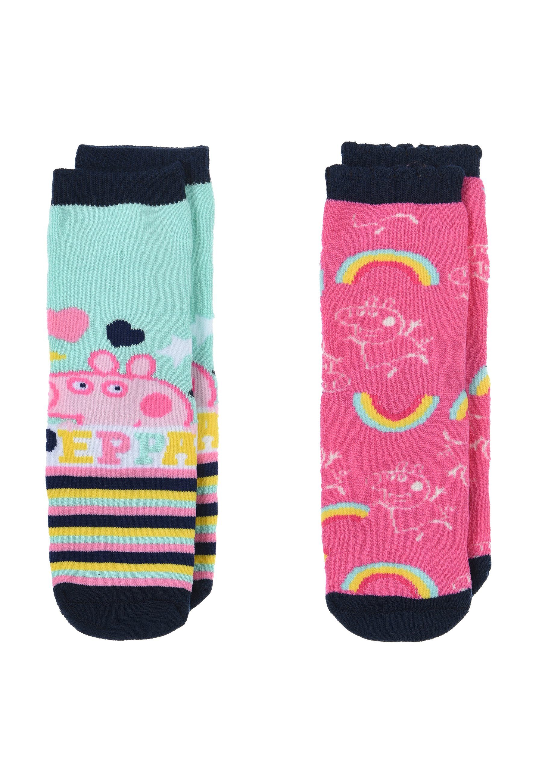 Peppa Pig ABS-Socken Peppa Wutz Mädchen Strümpfe Socken (2-Paar) mit anti-rutsch Noppen