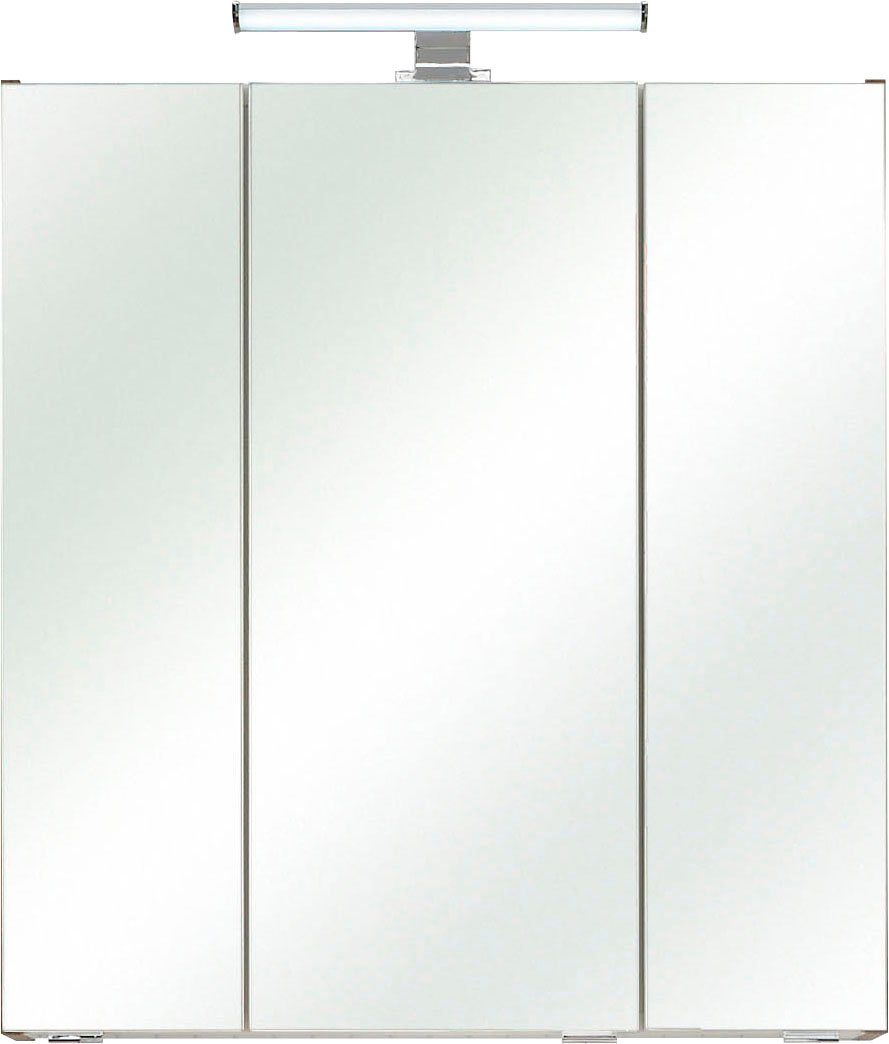 PELIPAL Spiegelschrank Quickset Breite cm, Eiche Eiche Ribbeck/Eiche LED-Beleuchtung, 3-türig, Schalter-/Steckdosenbox Ribbeck 65 Ribbeck 
