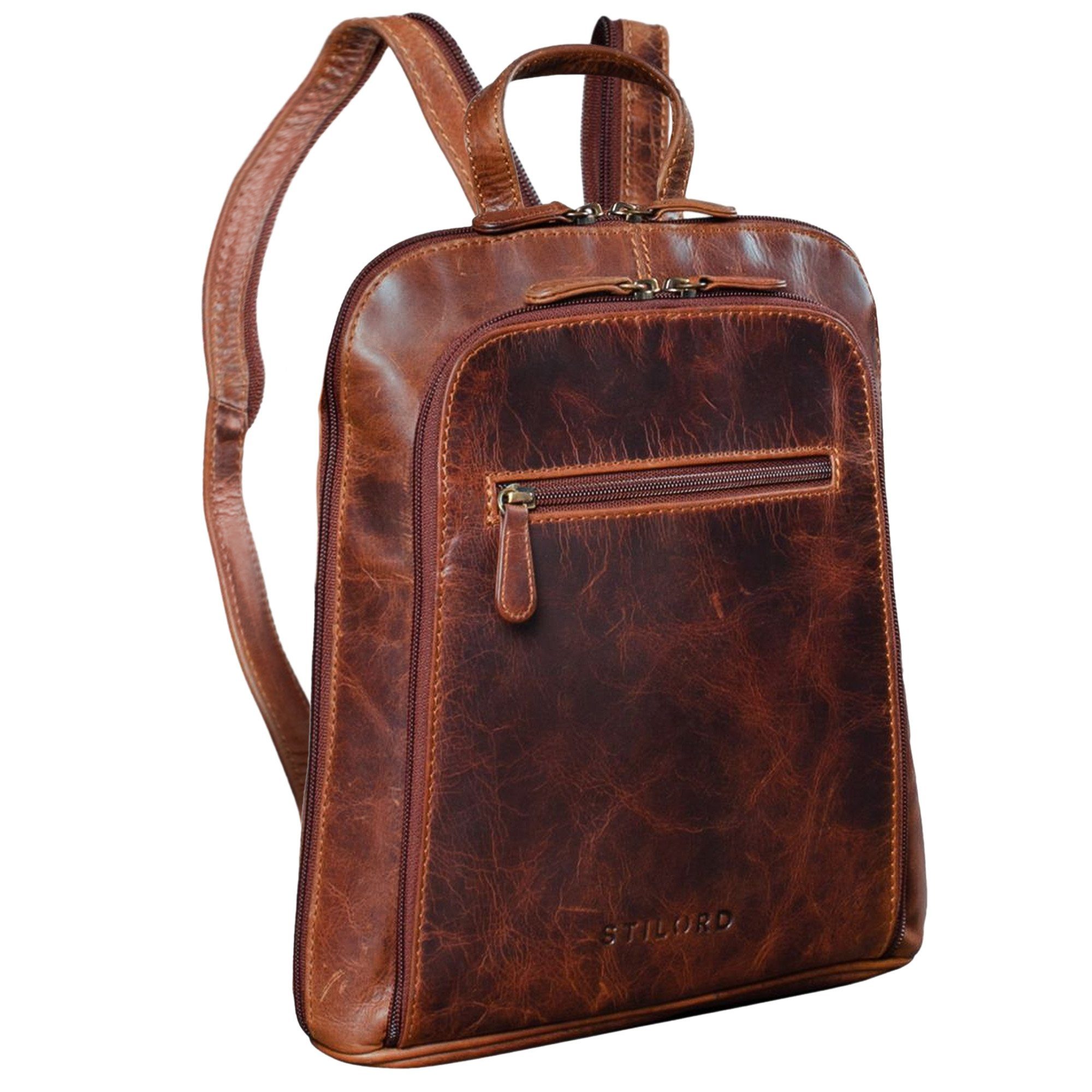 STILORD Cityrucksack "May" Damen Rucksack Klein Leder Daypack Rucksackhandtasche Frauen