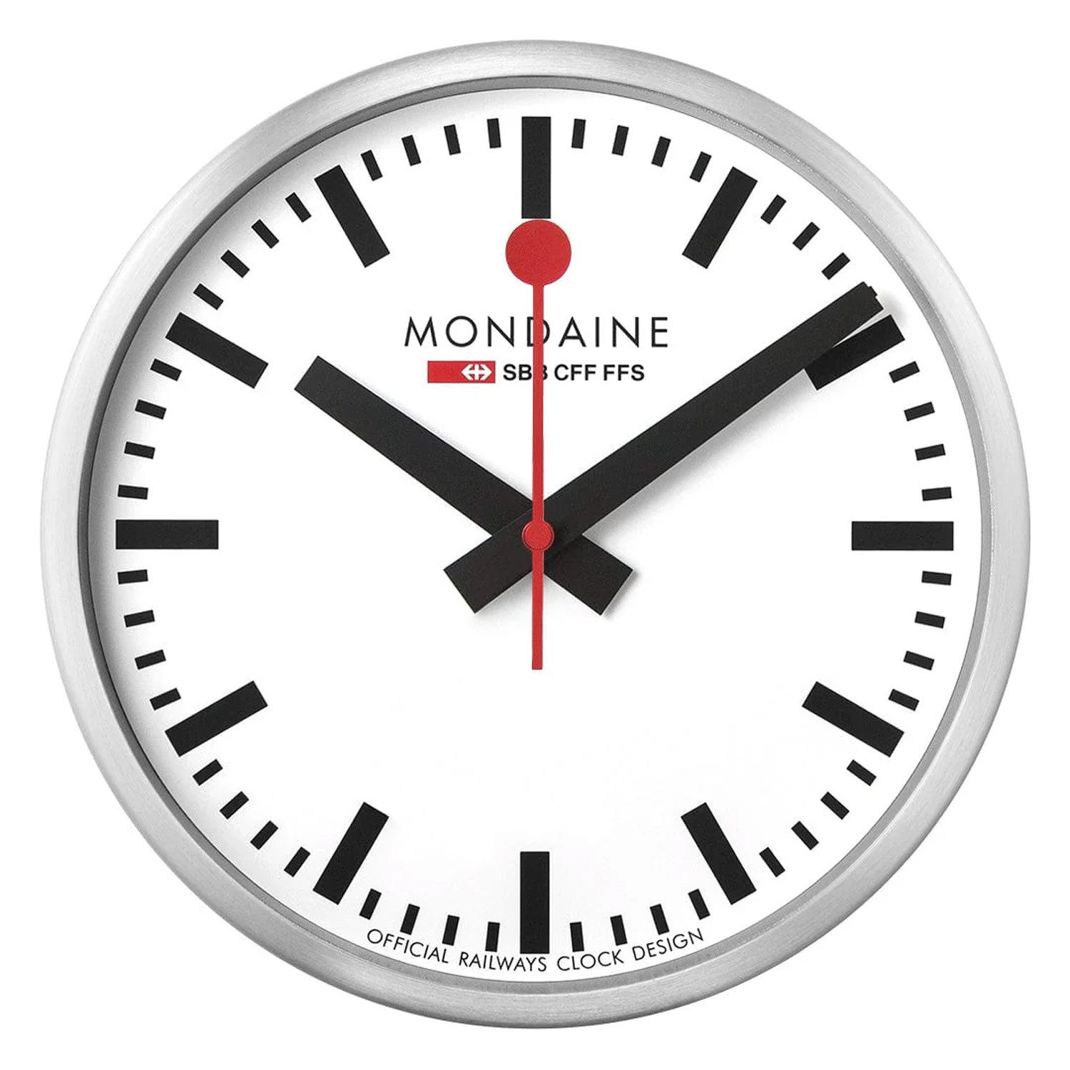 MONDAINE Wanduhr WiFi stop2go Silberfarben/Weiß 25 cm