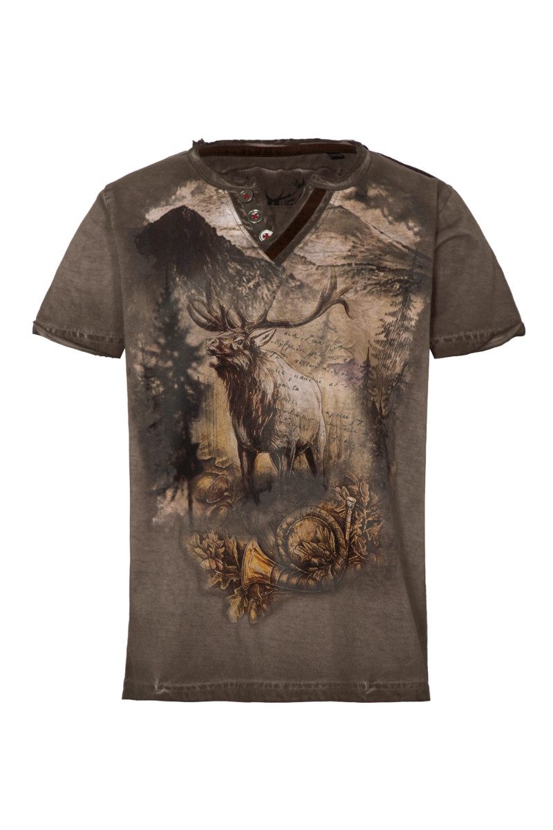 Hangowear Trachtenhemd Trachtenshirt Kind - DIETRICH KIDS - braun