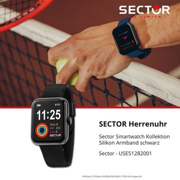 Sector Sector Herren Armbanduhr Analog-Digit Smartwatch, Analog-Digitaluhr, Herren Smartwatch rund, groß (ca. 44mm) Silikonarmband schwarz, Sport