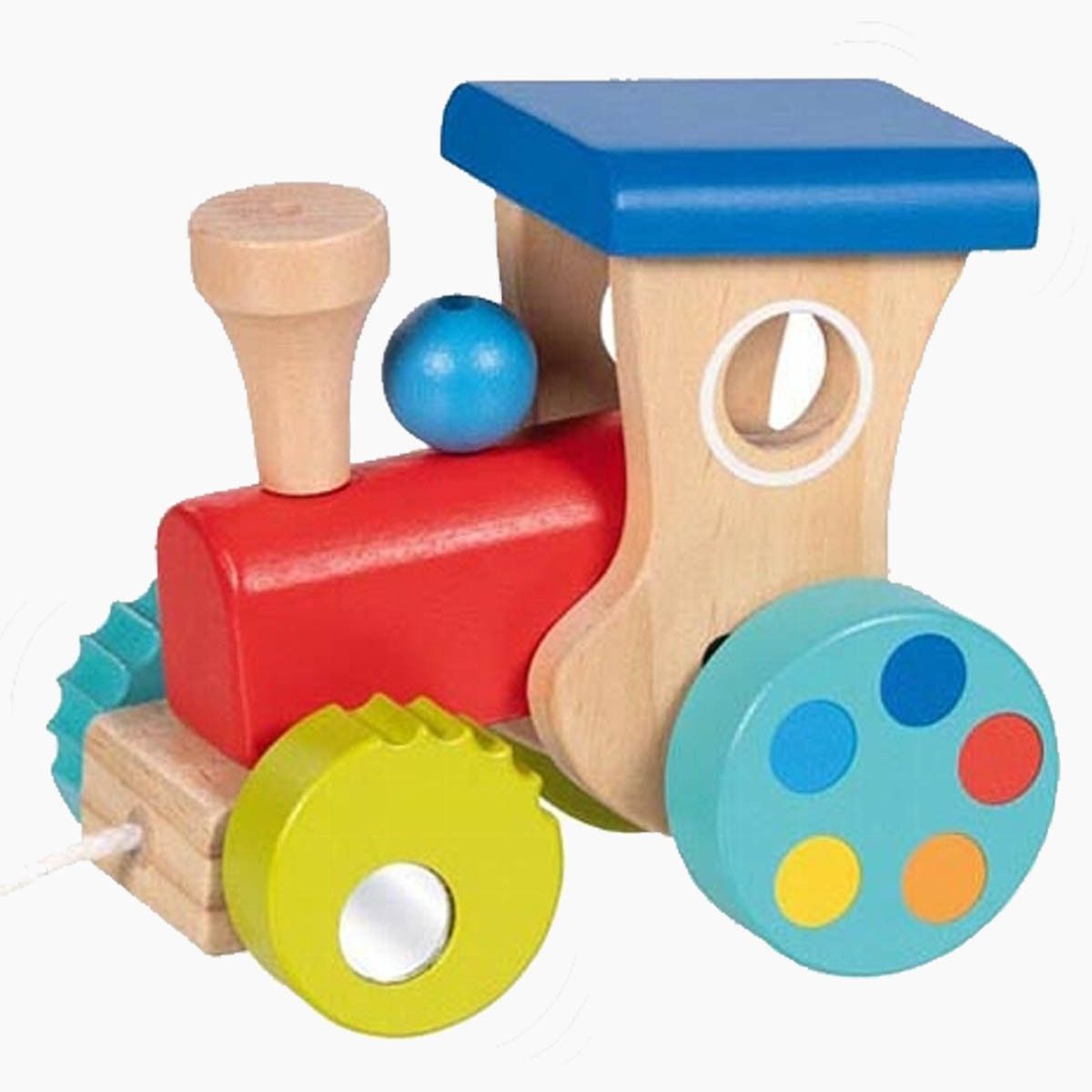 goki Nachziehfahrzeug Die Zieh-Lokomotive Jumping Loko, (packung, 1-tlg), Bewegungsanreiz mit überraschendem Lauf