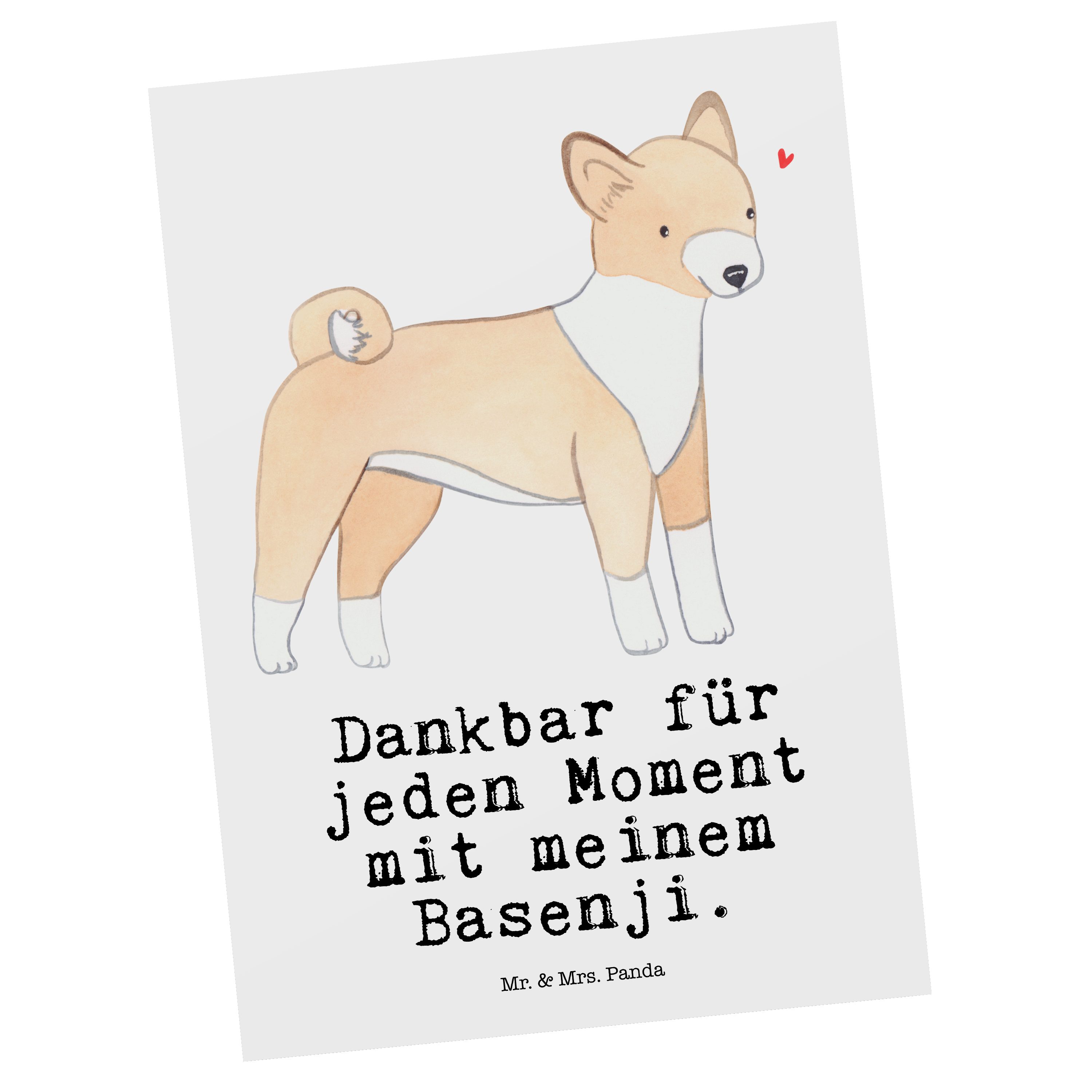 Mr. & Mrs. Panda Postkarte Basenji Moment - Weiß - Geschenk, Rassehund, Geschenkkarte, Hund, Hun