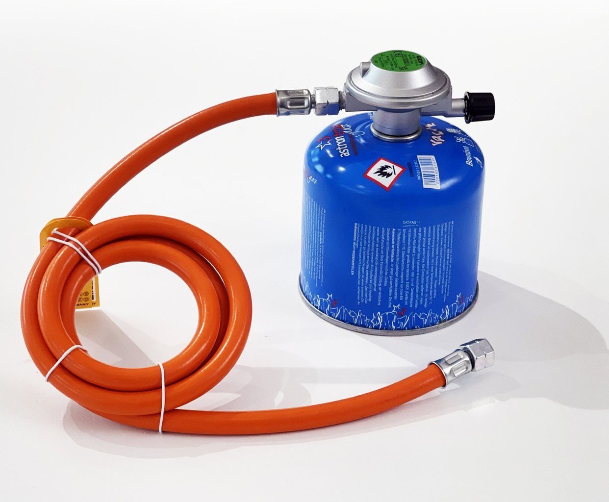 Phönix Germany Camping-Gas Butan Gasschlauch Druckminderer, Butan Gasschlauch-Regler Set