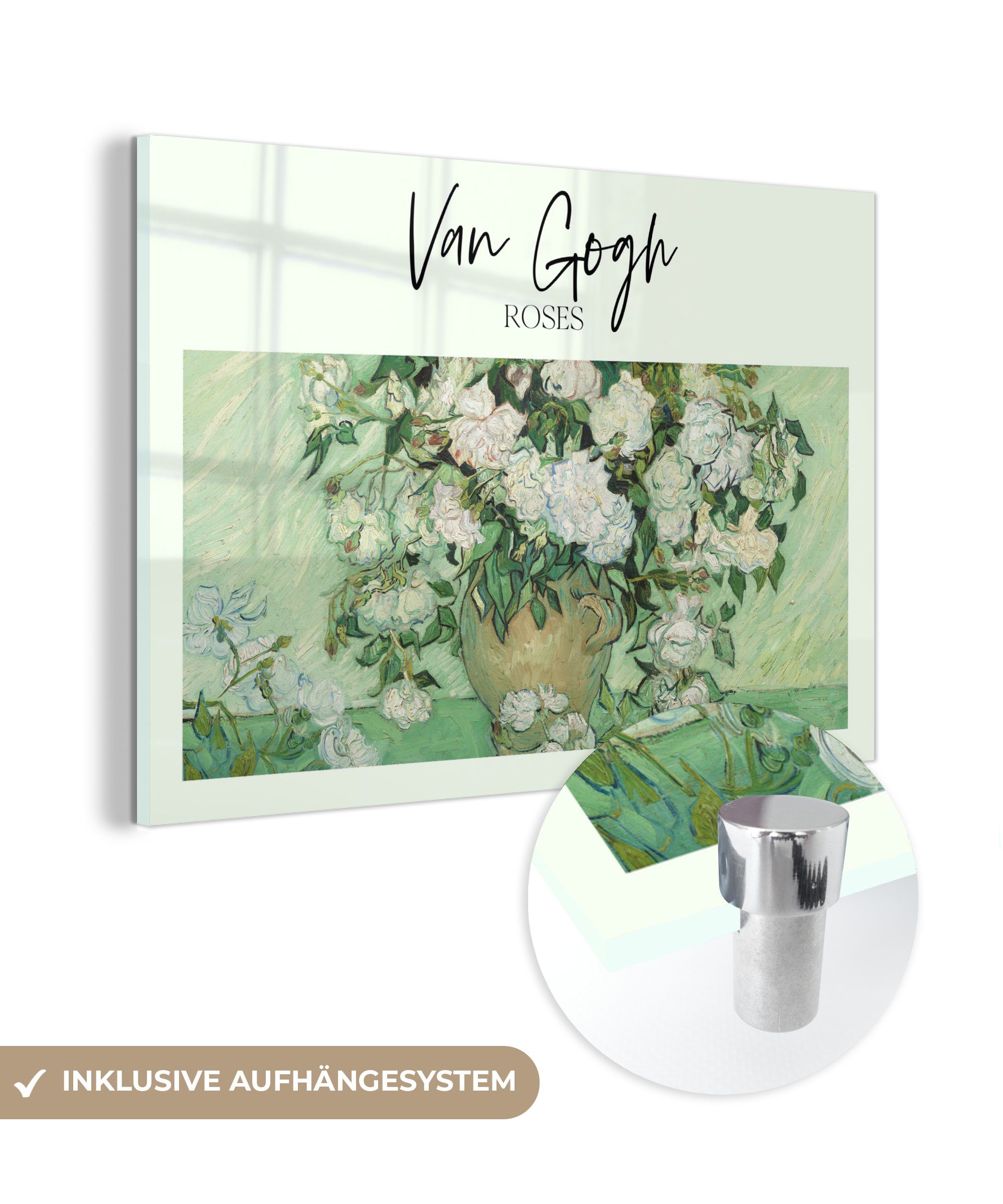 MuchoWow Acrylglasbild Gemälde - Van Gogh - Rosen, (1 St), Acrylglasbilder Wohnzimmer & Schlafzimmer