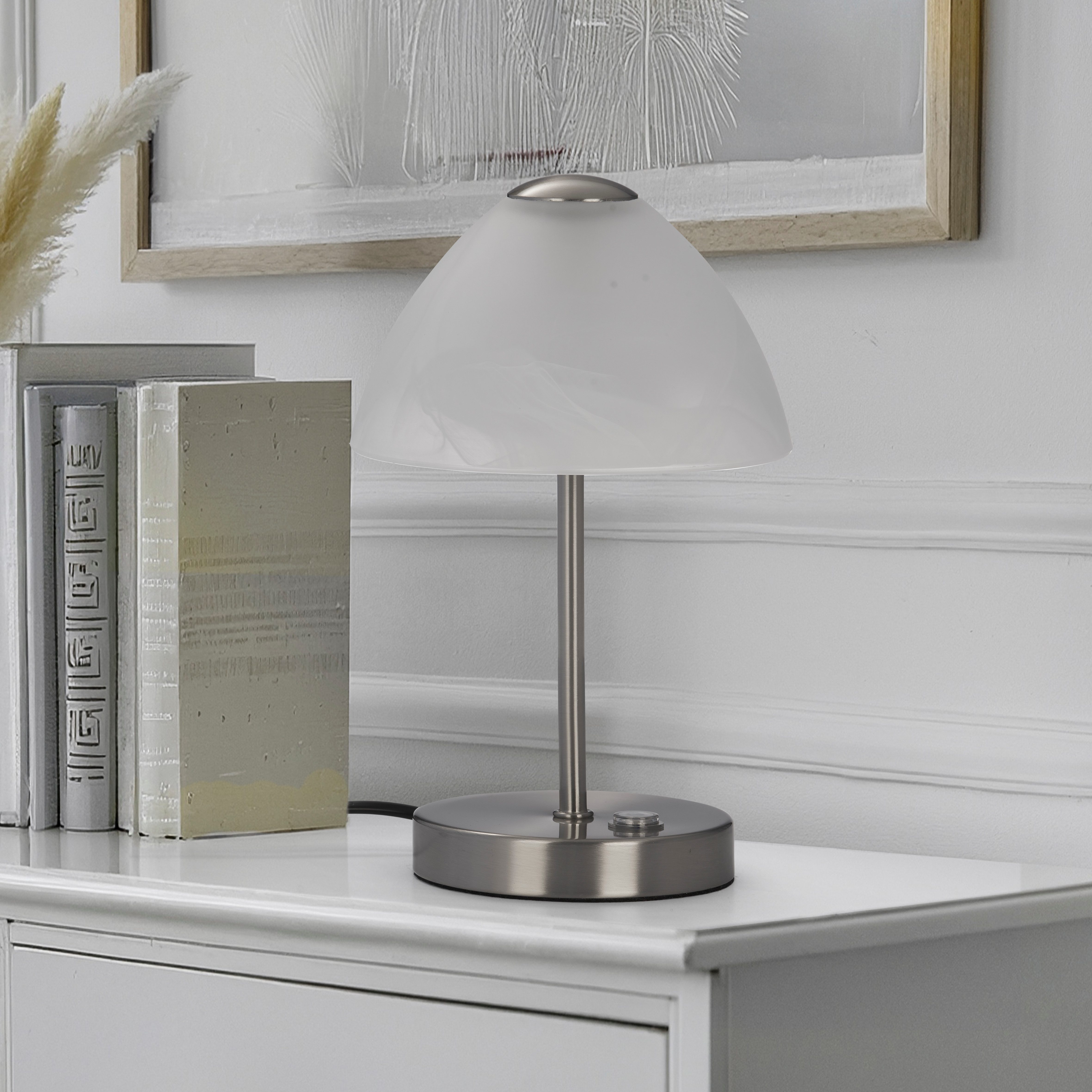 Reality Leuchten LED Tischleuchte Queen, Dimmfunktion, LED fest integriert, Warmweiß, Tischlampe mit 4 fach TOUCH-Dimmer in klassischem Design