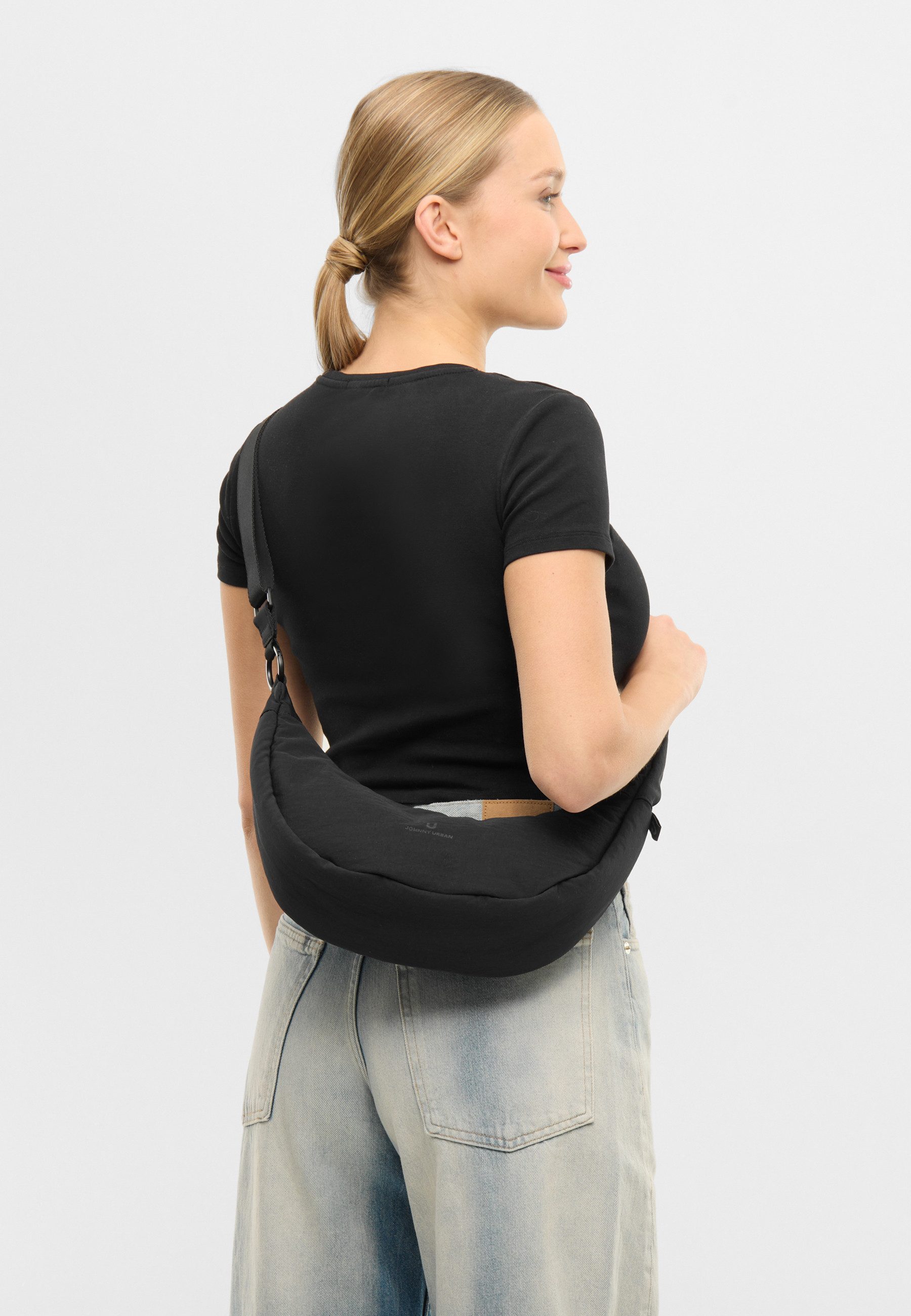 Johnny Urban Umhängetasche Lou Medium Half Moon Bag, Wattierte Halbmondtasche, Zwei Looks in Einem