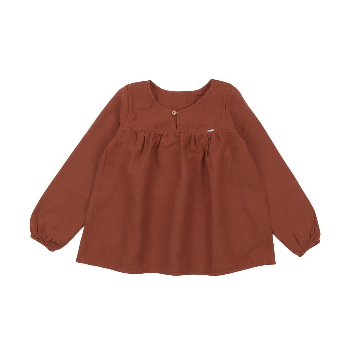 Blusenshirt Leichte Bio-Baumwoll Bluse in Terracotta für Kinder