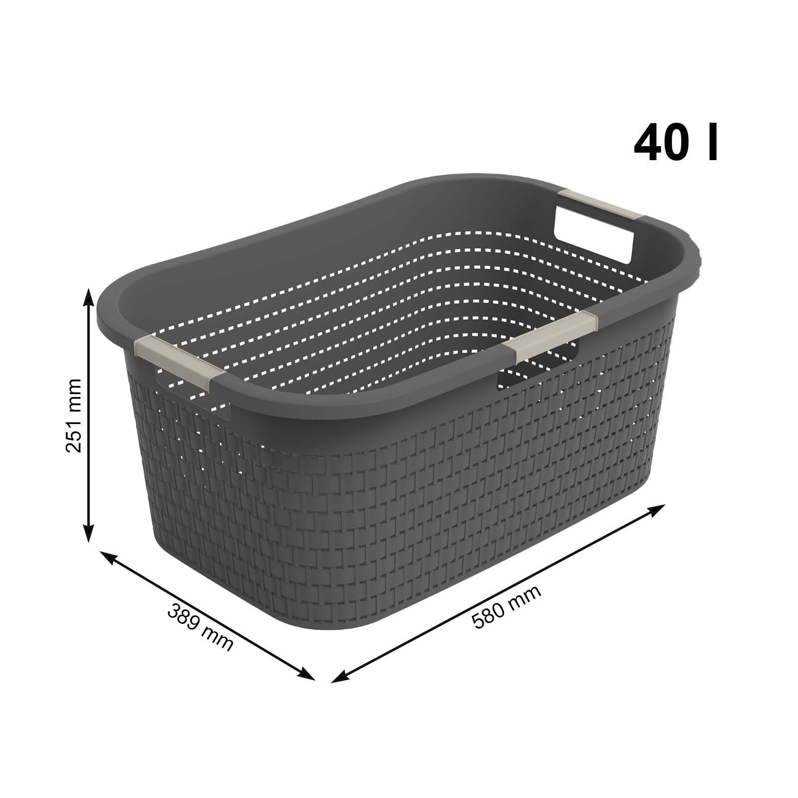 ROTHO Wäschekorb 3er-Set Wäschebox 40L COUNTRY, ergonomische Wäschebehälter mit Griffe, Belüftete Rattanstruktur verhindert Gerüche & sorgt für Frische – Bild 3 von 3